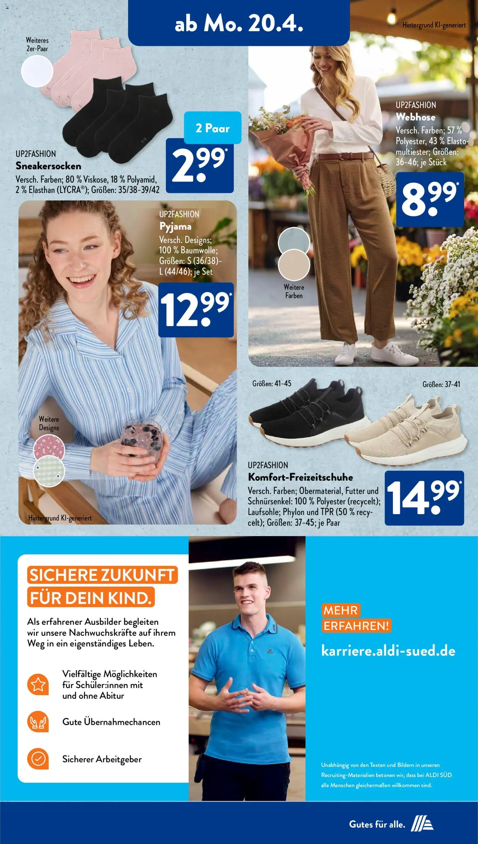 Aldi Süd Prospekt 	 – gültig ab 20.04.2026 | Seite: 7 | Produkte: Up2fashion, Pyjama