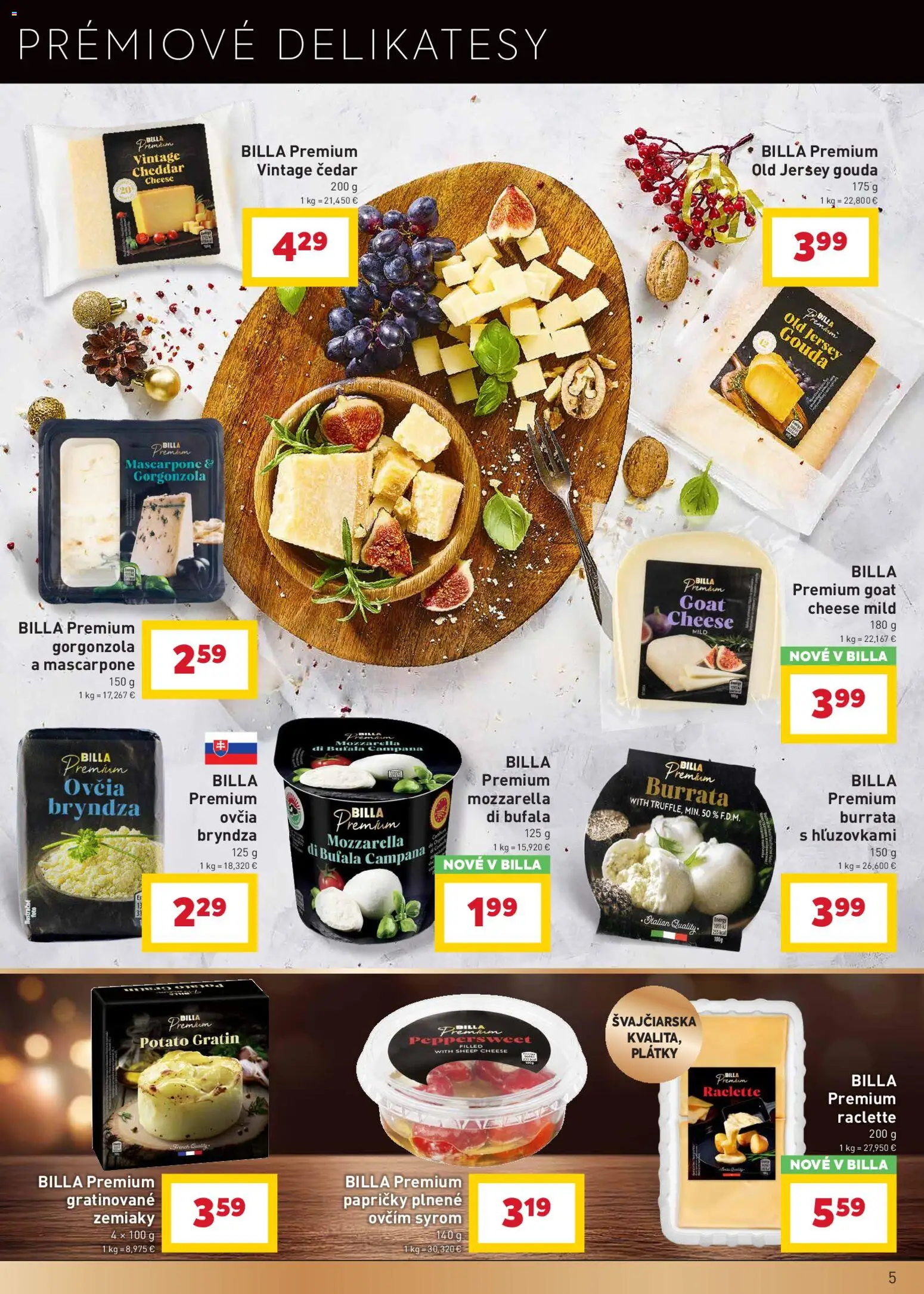 Nové Billa akcie – leták je platný od 10.12.2025 | Strana: 5 | Produkty: Syr, Gouda