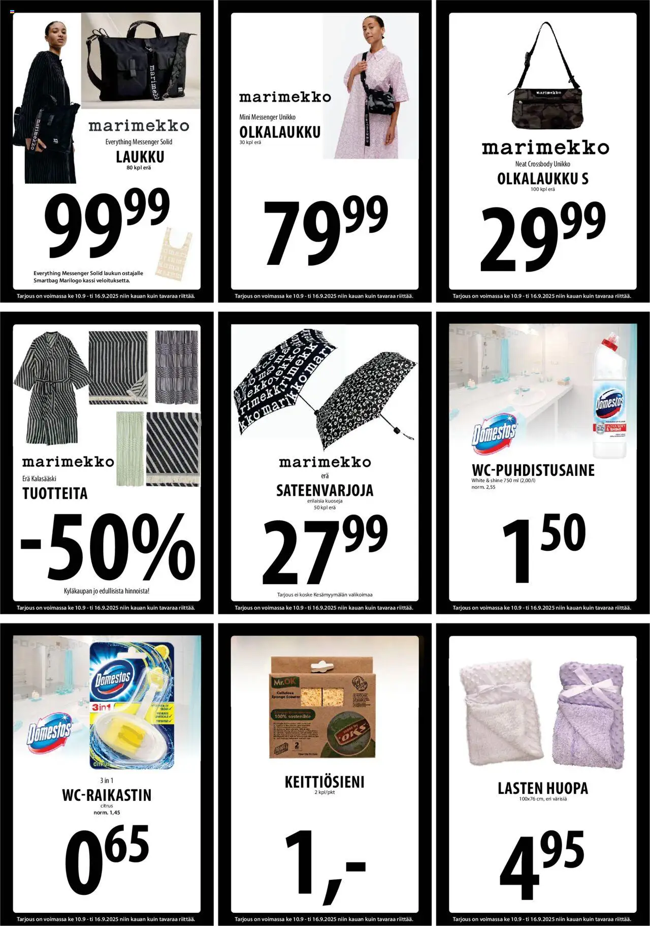 Tuuri tarjoukset – voimassa 10.09.2025 alkaen | Sivu: 9 | Tuotteet: Laukku, Huopa