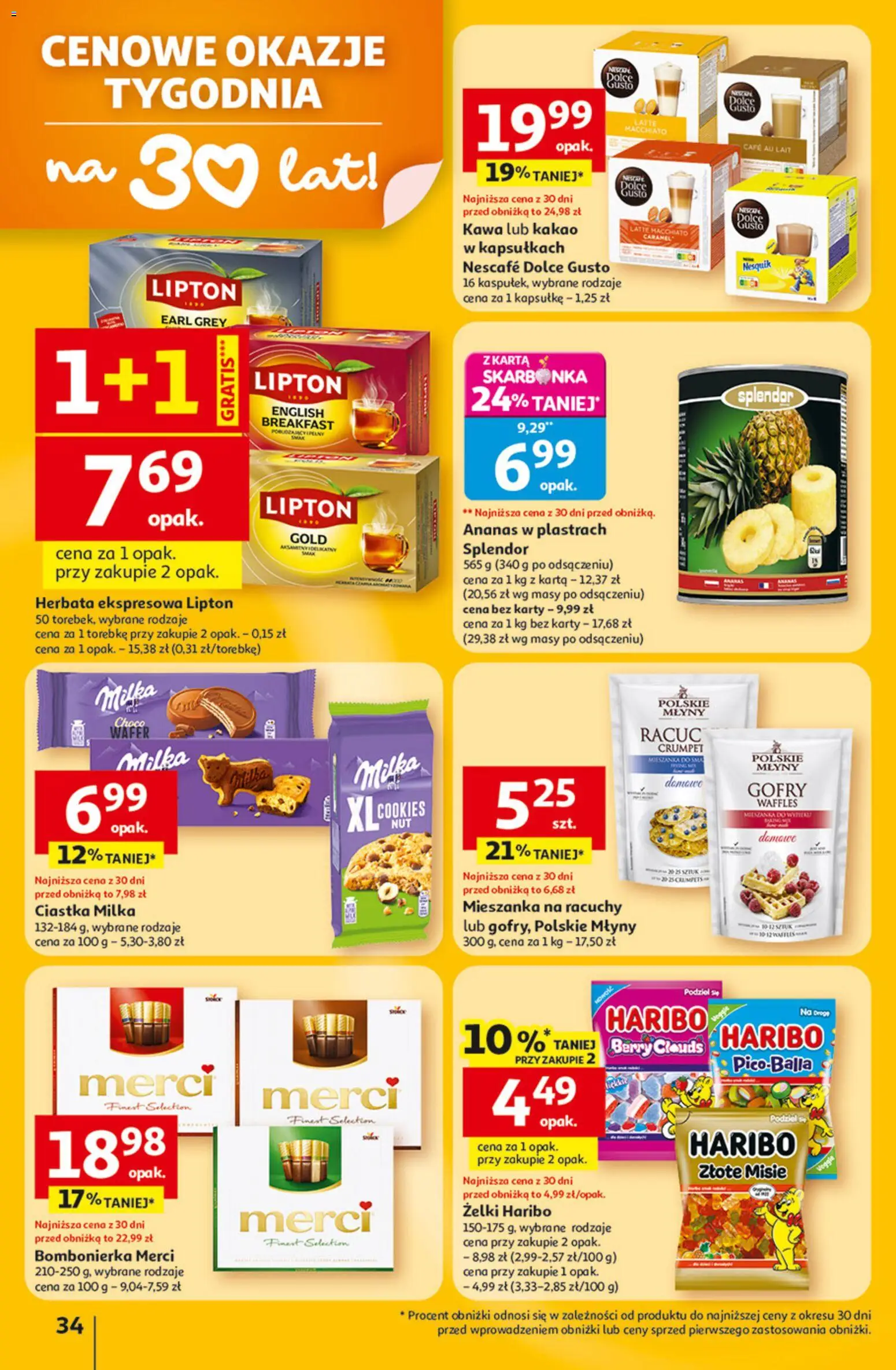 Auchan gazetka - 30 Lat Hipermarket od 23.04.2026 | Strona: 34 | Produkty: Nescafe, Dolce Gusto, Żelki, Kawa