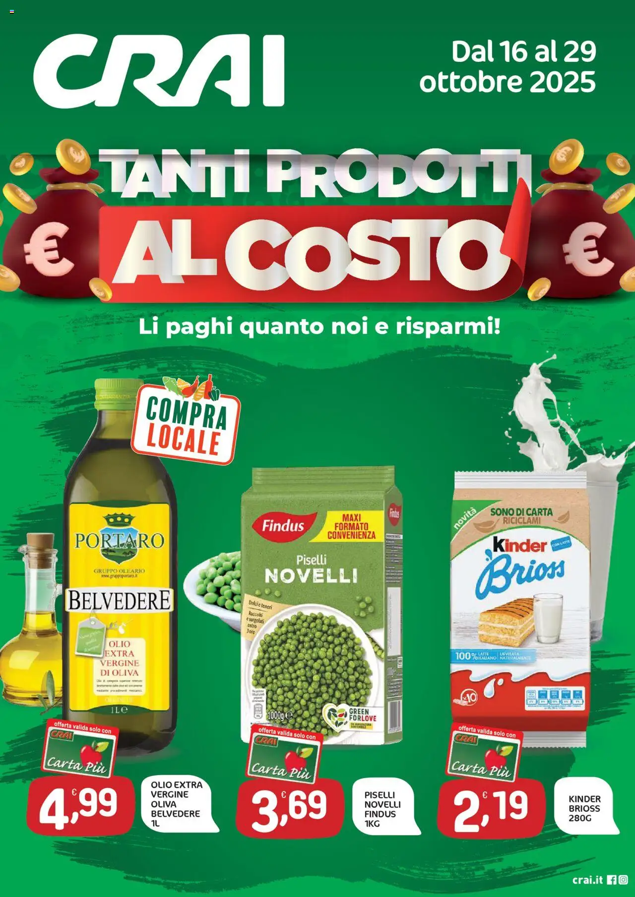 Volantino CRAI del 16.10.2025 | Pagina: 1 | Prodotti: Olio, Piselli, Olio extra vergine