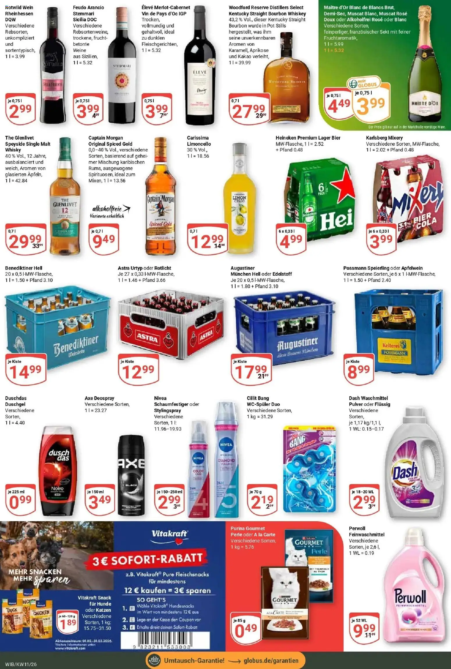 Globus prospekt Wiesbaden-Nordenstadt	 – gültig ab 09.03.2026 | Seite: 8 | Produkte: Perwoll, Benediktiner hell, Duschgel, Captain morgan