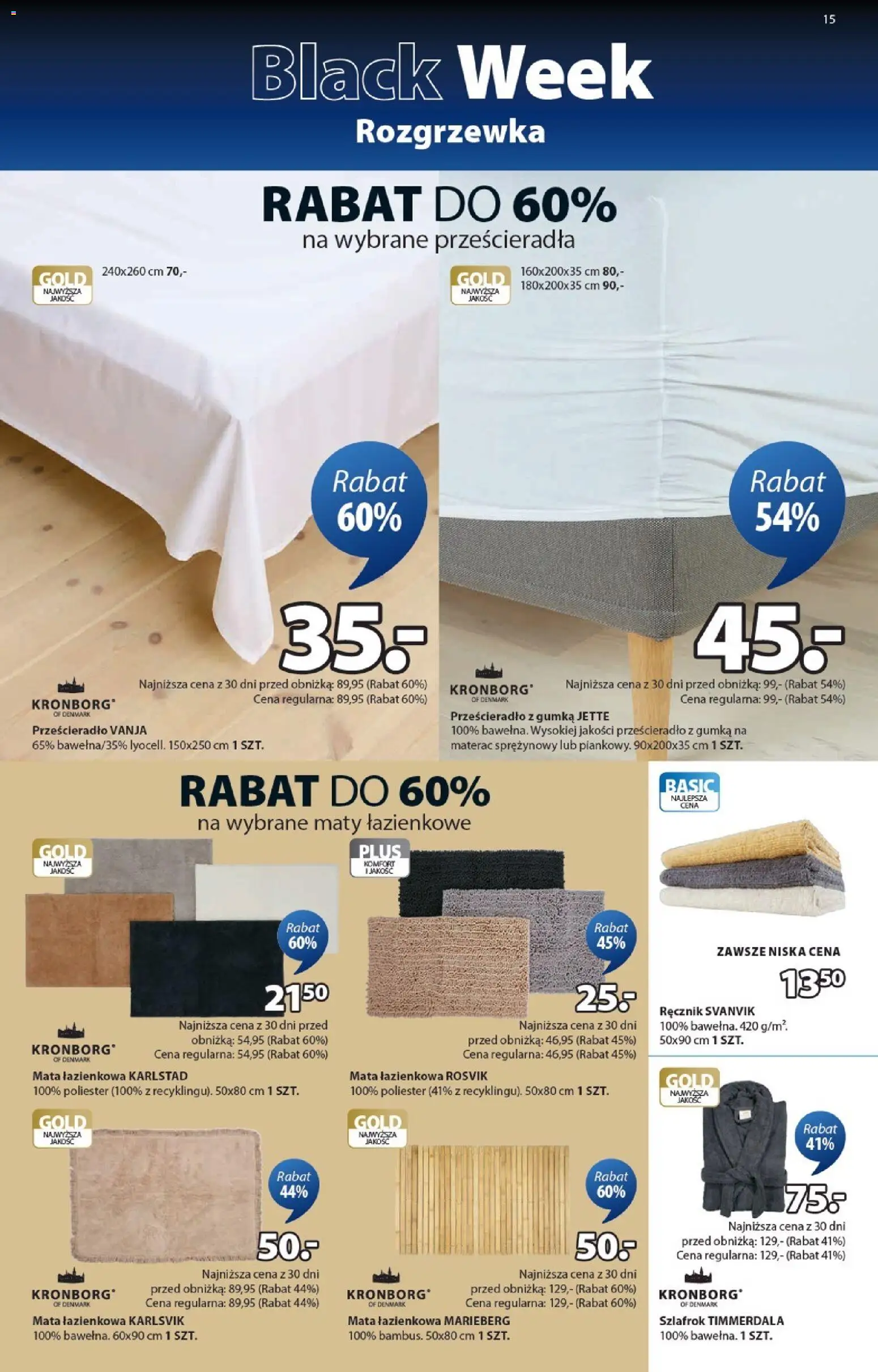 JYSK Black Friday od 12.11.2025 | Strona: 15 | Produkty: Szlafrok, Materac, Mata łazienkowa