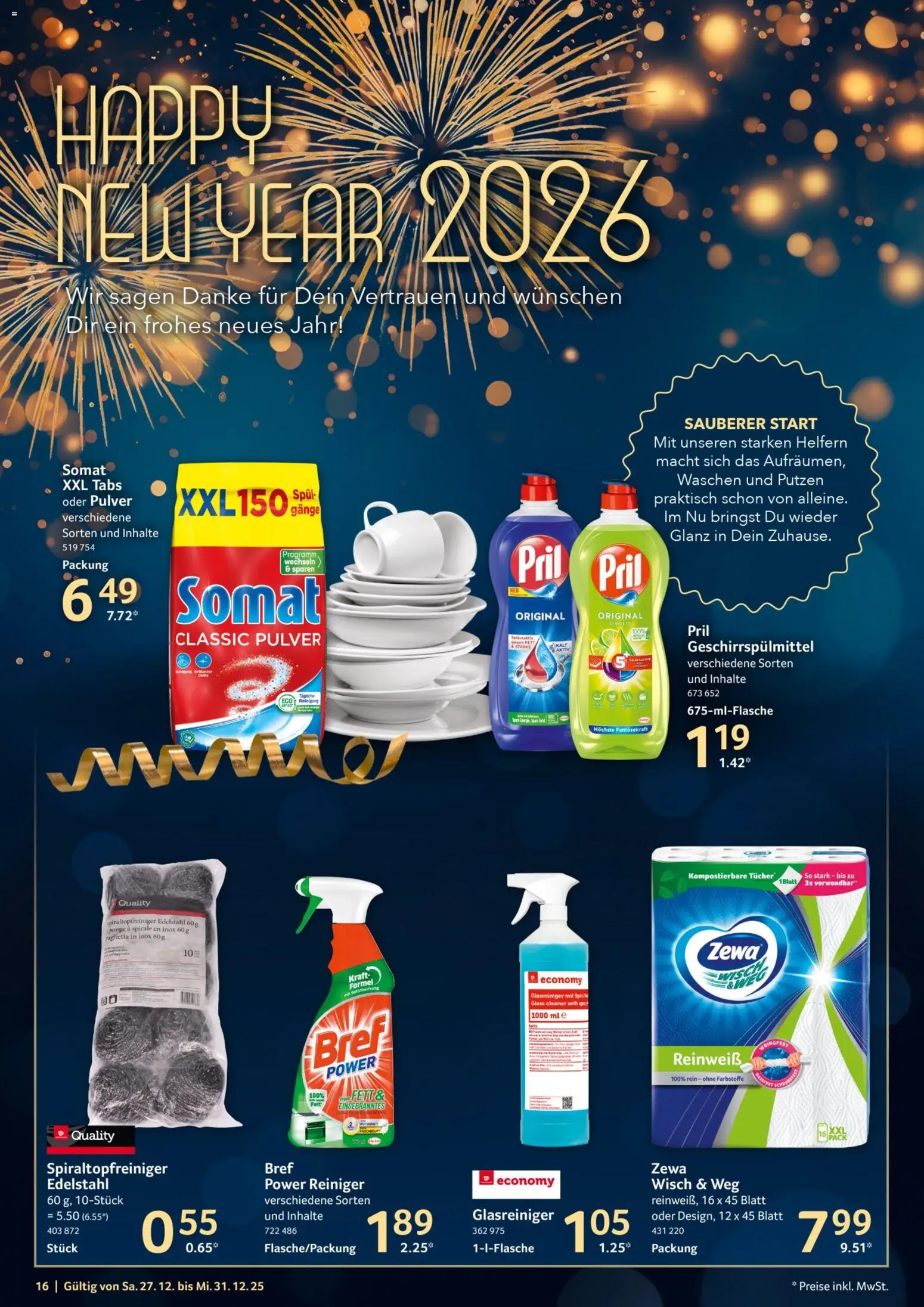 Selgros Prospekt 	 – gültig ab 27.12.2025 | Seite: 16 | Produkte: Zewa, Geschirrspülmittel, Pril