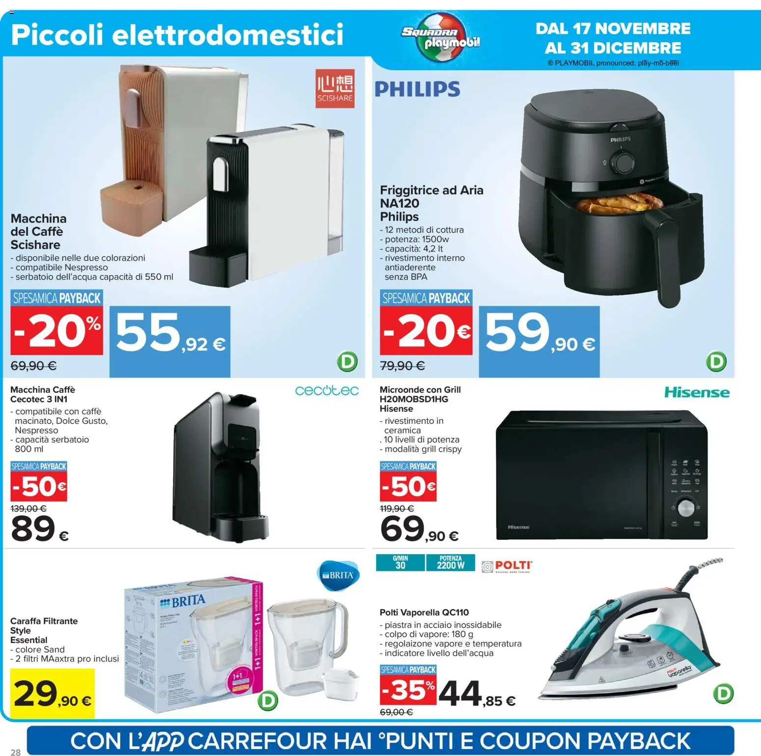 Volantino Carrefour del 02.12.2025 | Pagina: 28 | Prodotti: Caraffa, Microonde, Friggitrice ad aria, Friggitrice
