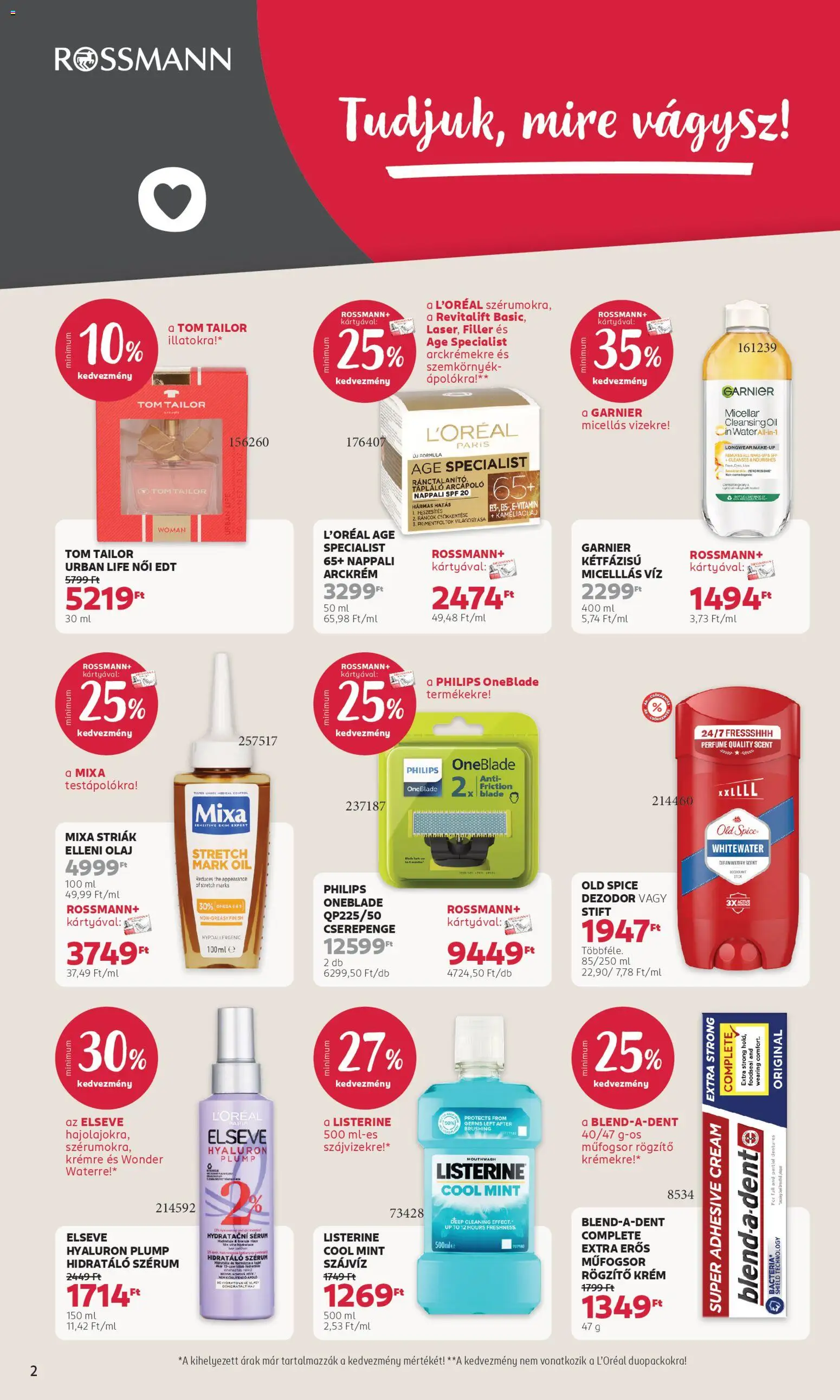 Rossmann akciós ujság - amely érvényes a következő dátumtól: 19.01.2026 | Oldal: 2 | Termékek: Arckrém, Stift, Dezodor, Szájvíz