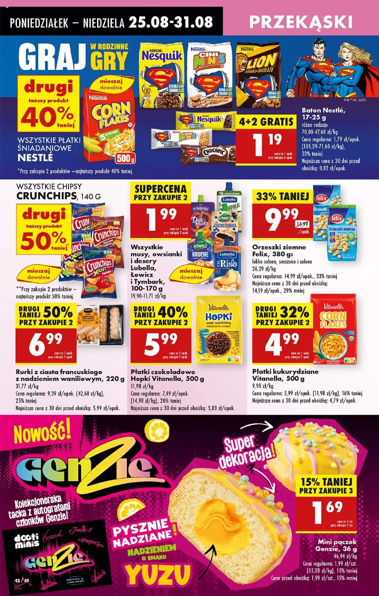 Biedronka gazetka od 25.08.2025 | Strona: 62 | Produkty: Donut, Baton, Gry, Płatki