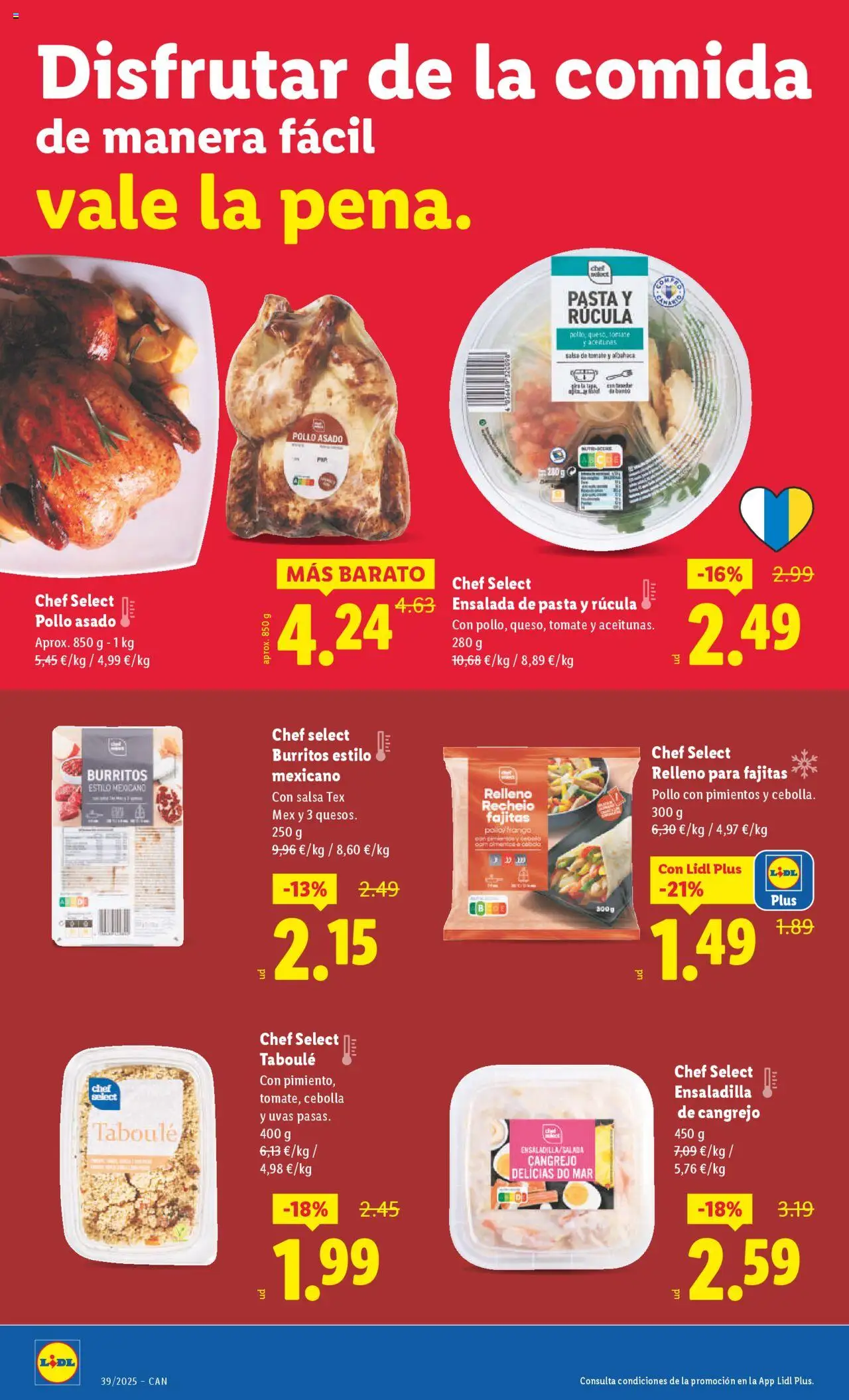 Lidl - Canarias │ válido desde el 22.09.2025 | Página: 14 | Productos: Τζίντζερ, Pasta, Salsa de tomate, Ensalada