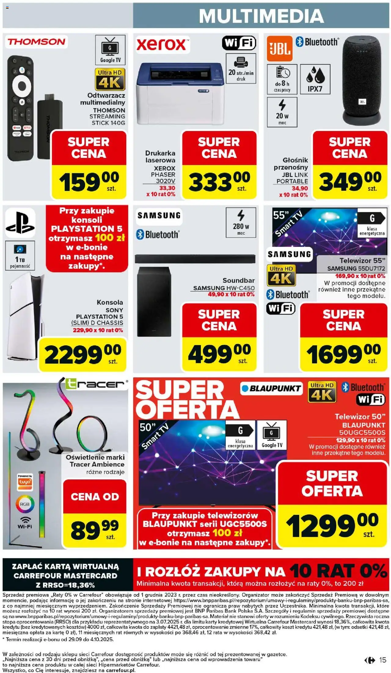 Carrefour Gazetka - Łap okazje od 11.09.2025 | Strona: 15 | Produkty: Karta, Playstation, Głośnik, Soundbar