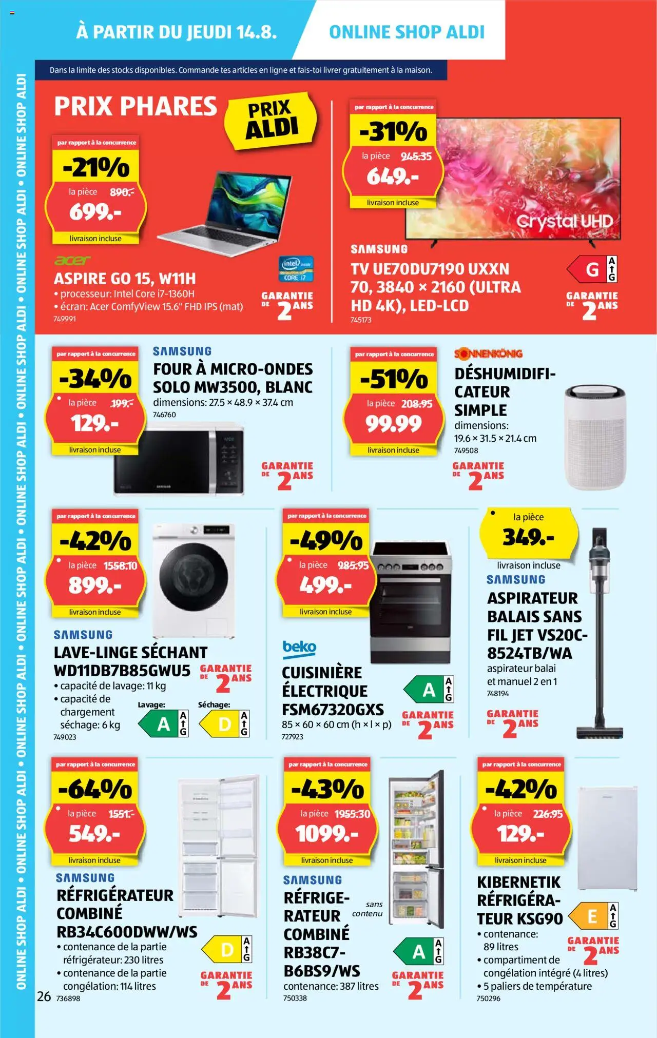 Aldi Prospectus ab 14.08.2025 | Seite: 26 | Produkte: TV, Samsung