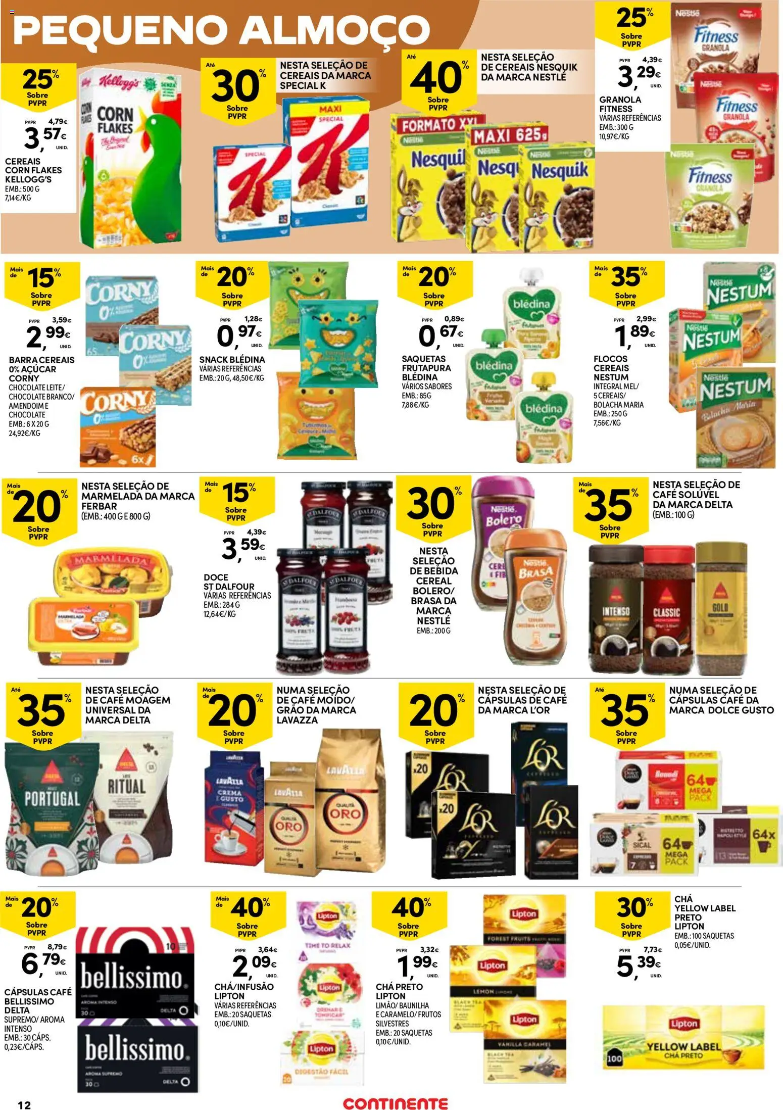 Continente Açores  │ válido de 16.04.2026 | Página: 12 | Produtos: Nestlé, Café, Açúcar, Flocos