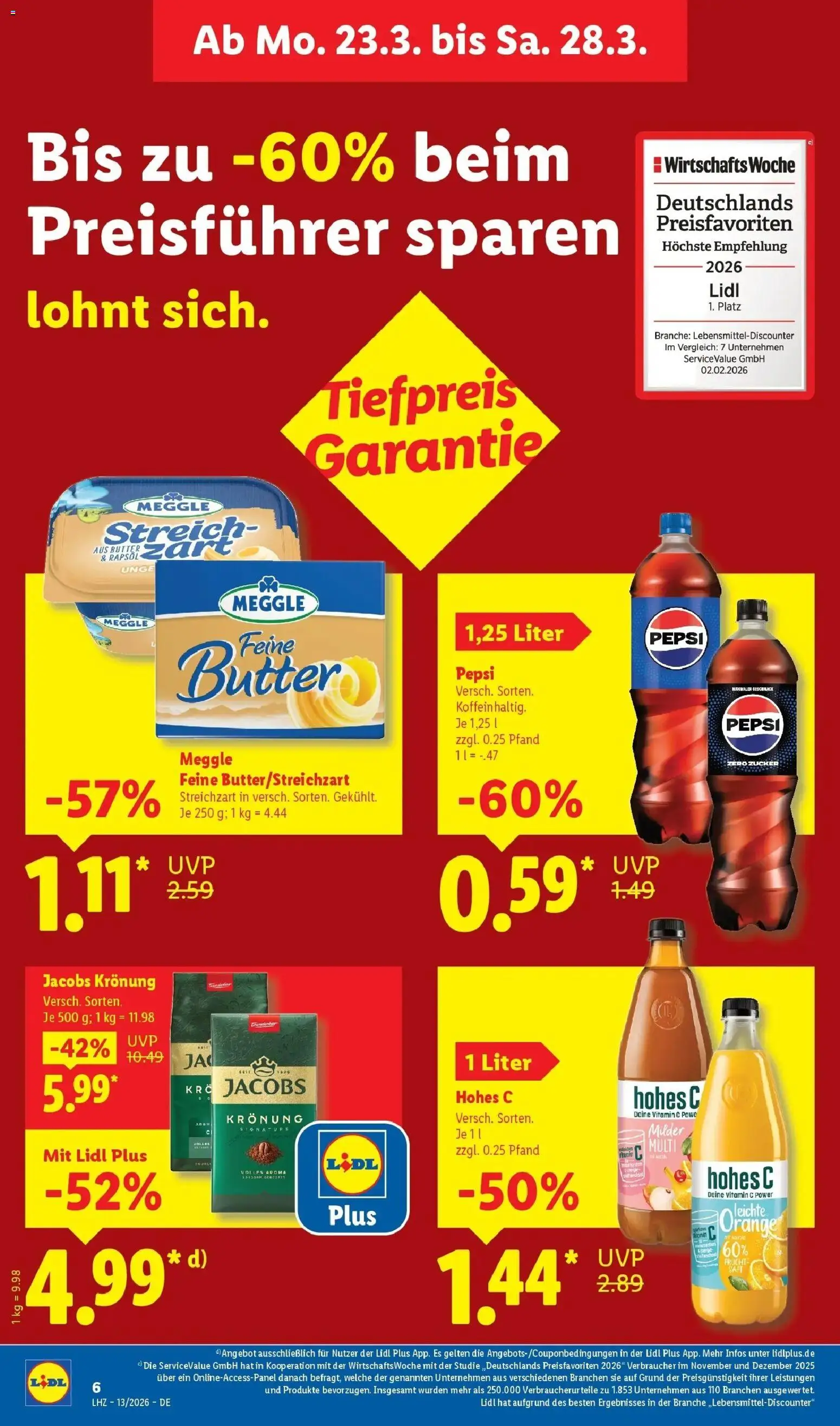 Lidl Prospekt Emlichheim – gültig ab 23.03.2026 | Seite: 8 | Produkte: Butter, Zucker, Pepsi, Hohes c