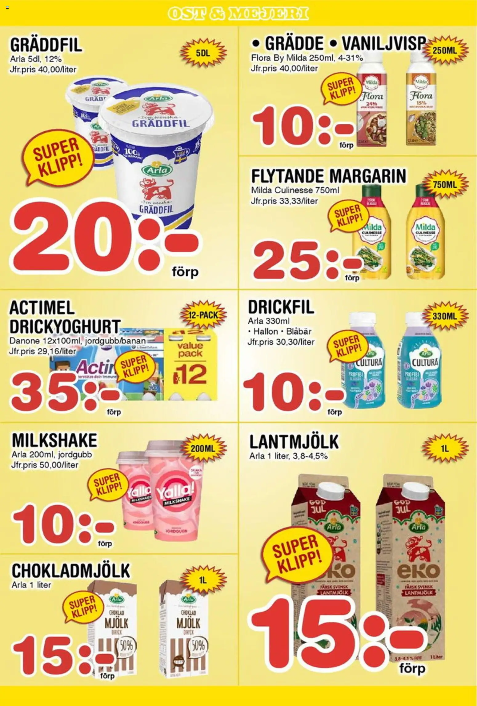 Nya Pulsen reklamblad aktuell från 15.12.2025 | Sida: 15 | Produkter: Margarin, Mjölk, Gräddfil, Grädde