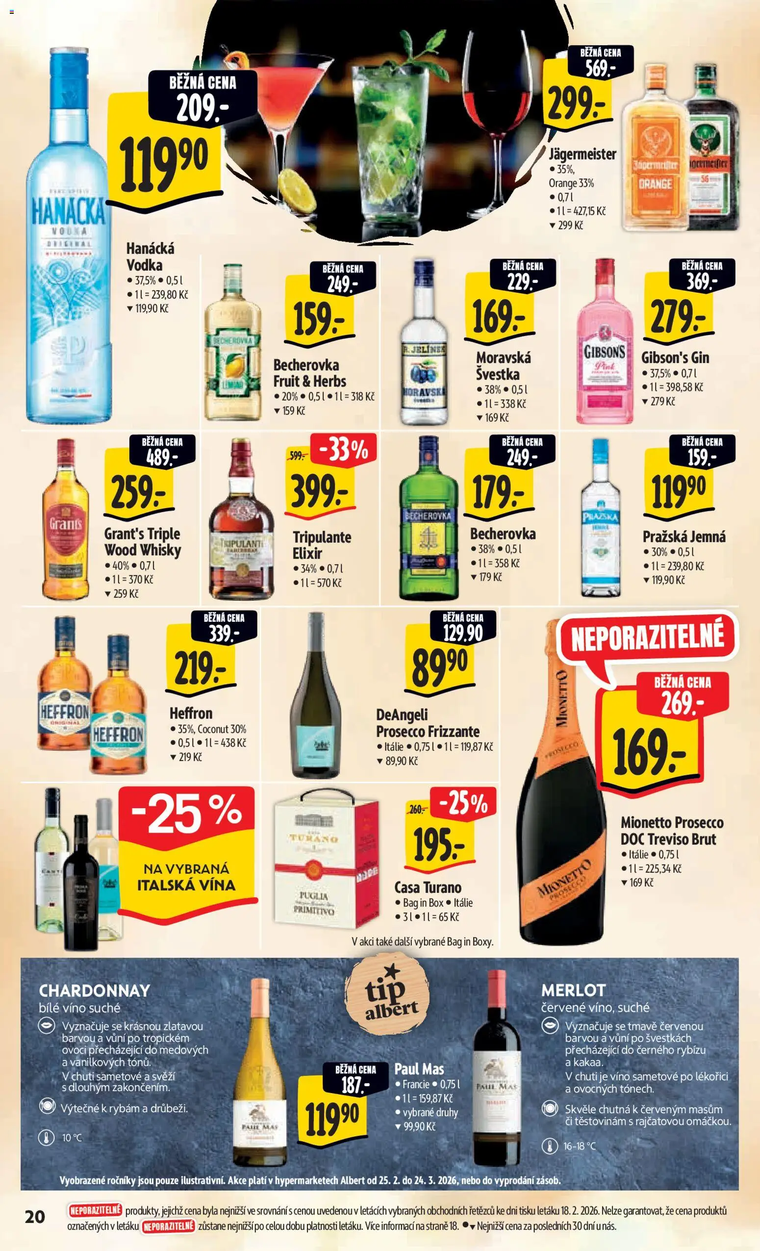 Albert leták - Hypermarket od 25.02.2026 | Strana: 26 | Produkty: Prosecco, Vodka, Primitivo, Prosecco Frizzante