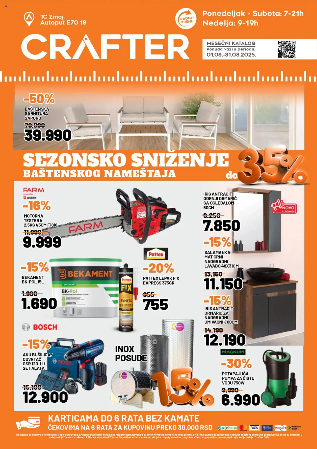 Crafter katalog - važi od 01.08.2025 | Strana: 1 | Proizvode: Bosch, Set alata, Sto, Lavabo