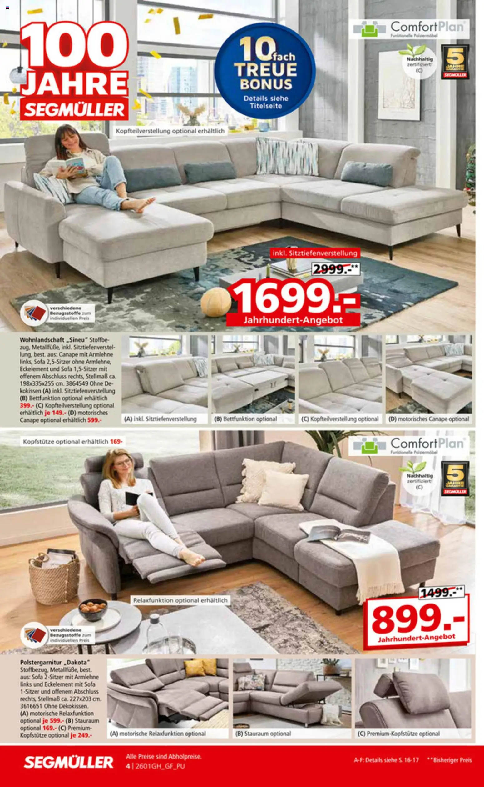 Segmüller 100 Jahre Jubiläums Finale – gültig ab 24.12.2025 | Seite: 4 | Produkte: Wohnlandschaft, Sofa