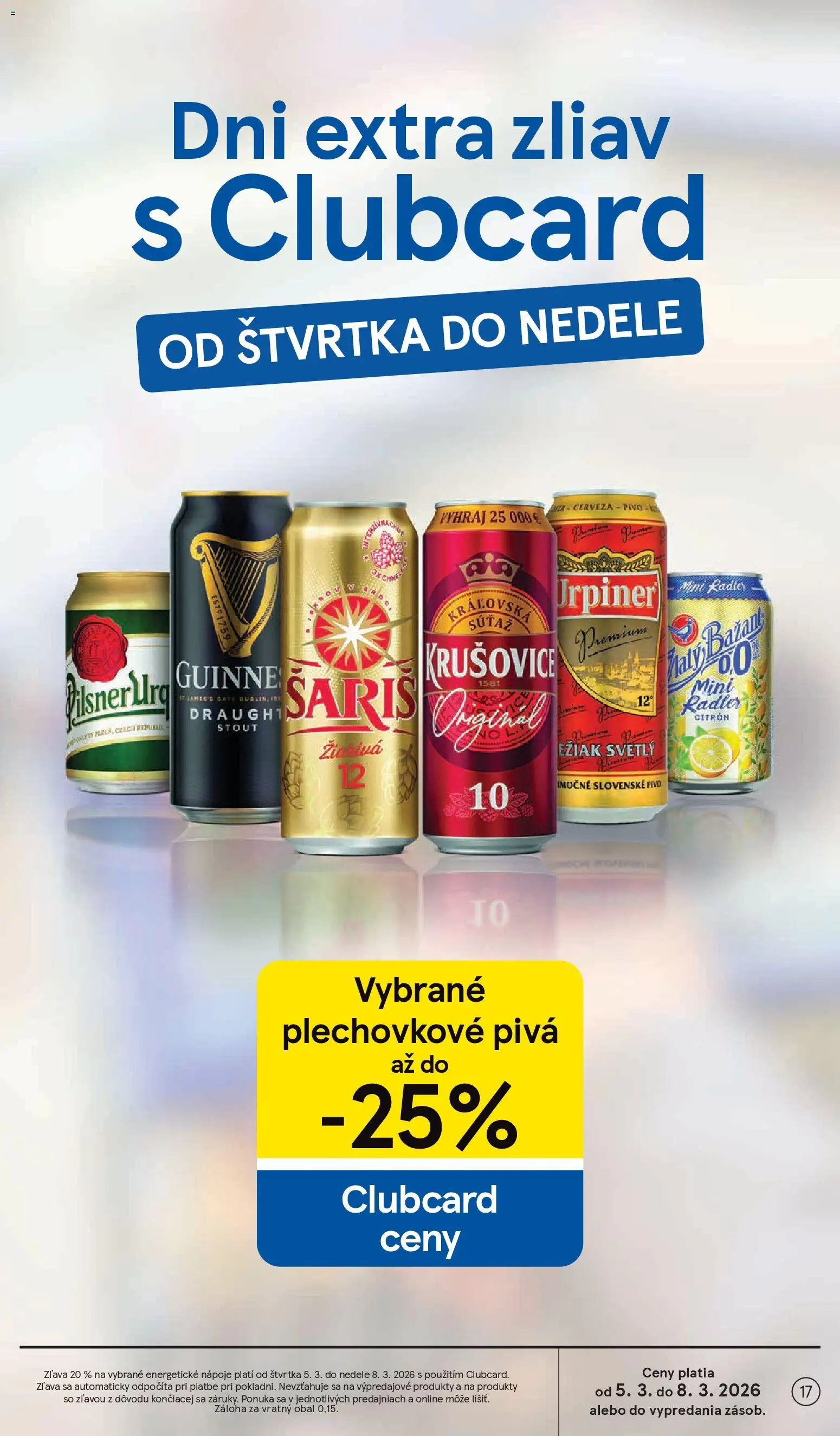 Nové Tesco akcie – leták je platný od 04.03.2026 | Strana: 17 | Produkty: Pivo, Zlatý Bažant, Rádio, Urpiner