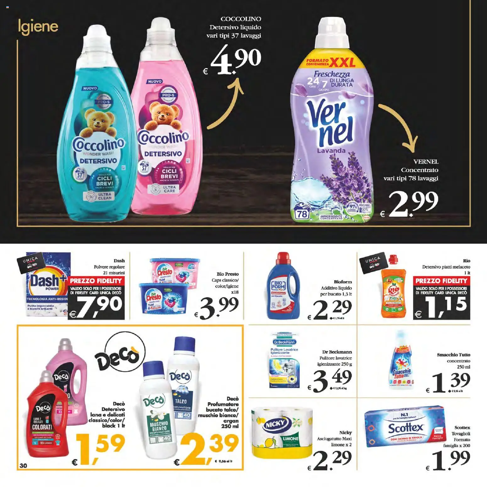 Volantino Decò del 06.03.2026 | Pagina: 30 | Prodotti: Ammorbidente, Talco, Lavatrice, Asciugatutto