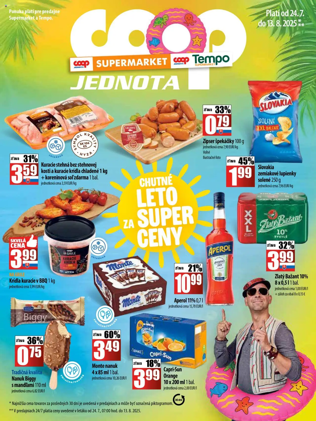 COOP Jednota akcia │ platný od 24.07.2025 | Strana: 1 | Produkty: Nanuk, Kuracie stehná, Kuracie krídla, Aperol
