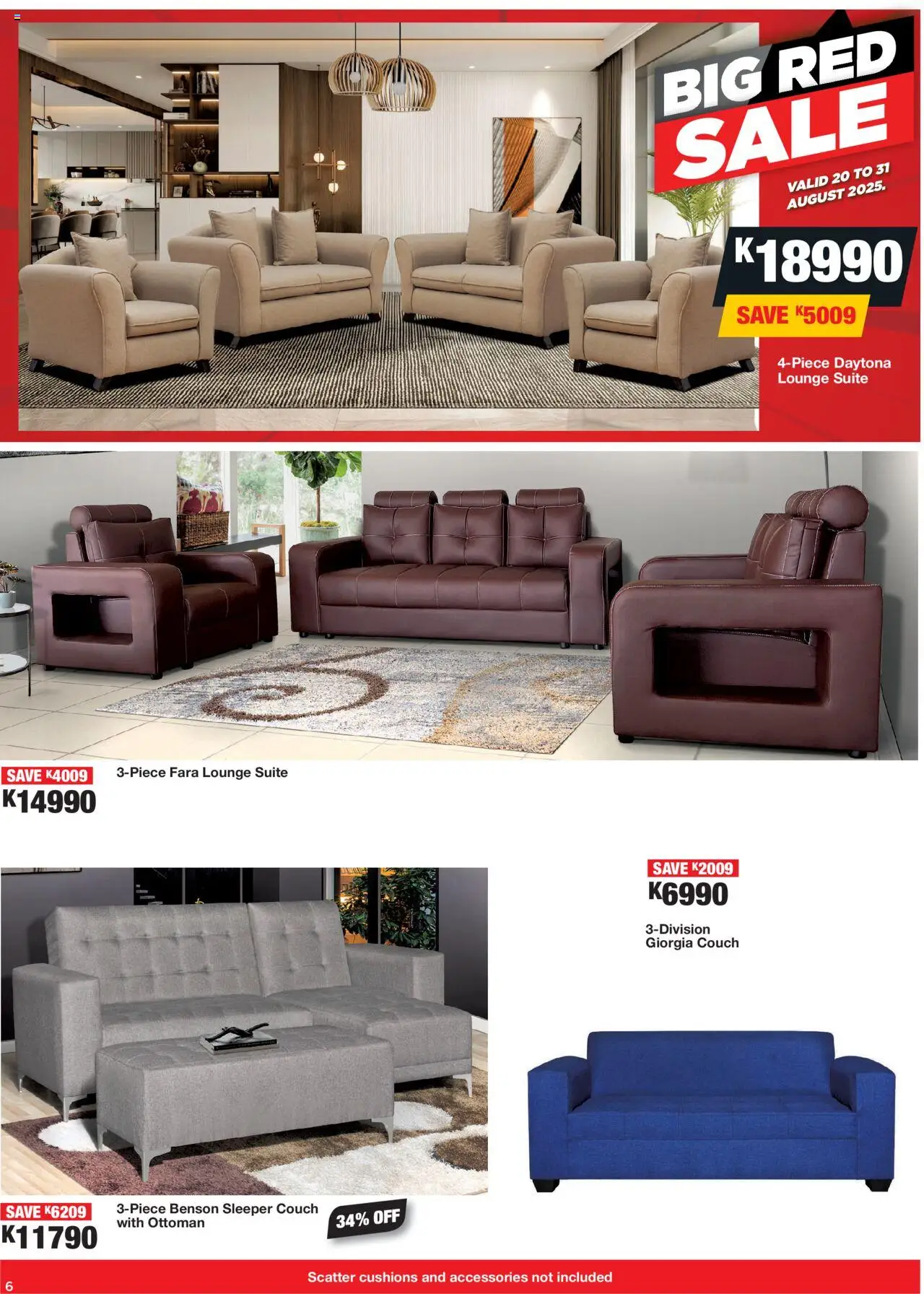 OK Furniture - Zambia Specials │ valid from 20.08.2025 | Page: 6 | Products: Couch, Lounge suite, Ottoman