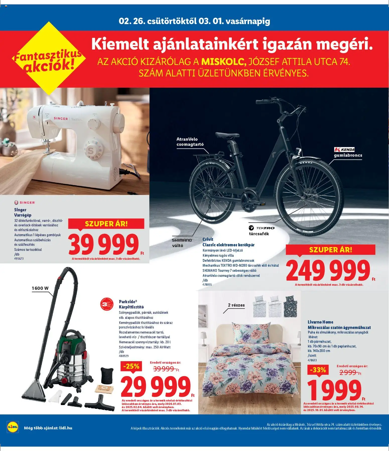 Lidl akciós ujság - amely érvényes a következő dátumtól: 26.02.2026 | Oldal: 8 | Termékek: Parkside, Varrógép, Kerékpár, Ágyneműhuzat
