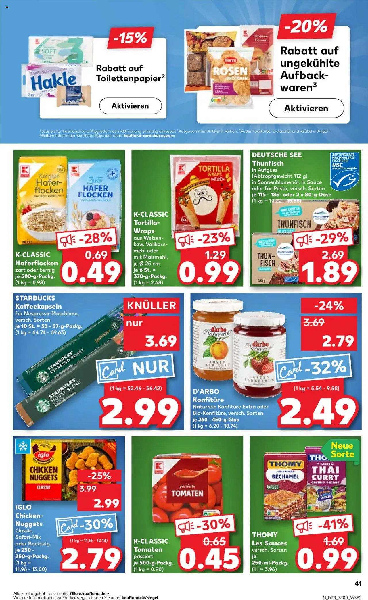 Kaufland Prospekt 	 - gültig ab dem 24.07.2025 | Seite: 41 | Produkte: Iglo, Starbucks, Fisch, Toilettenpapier