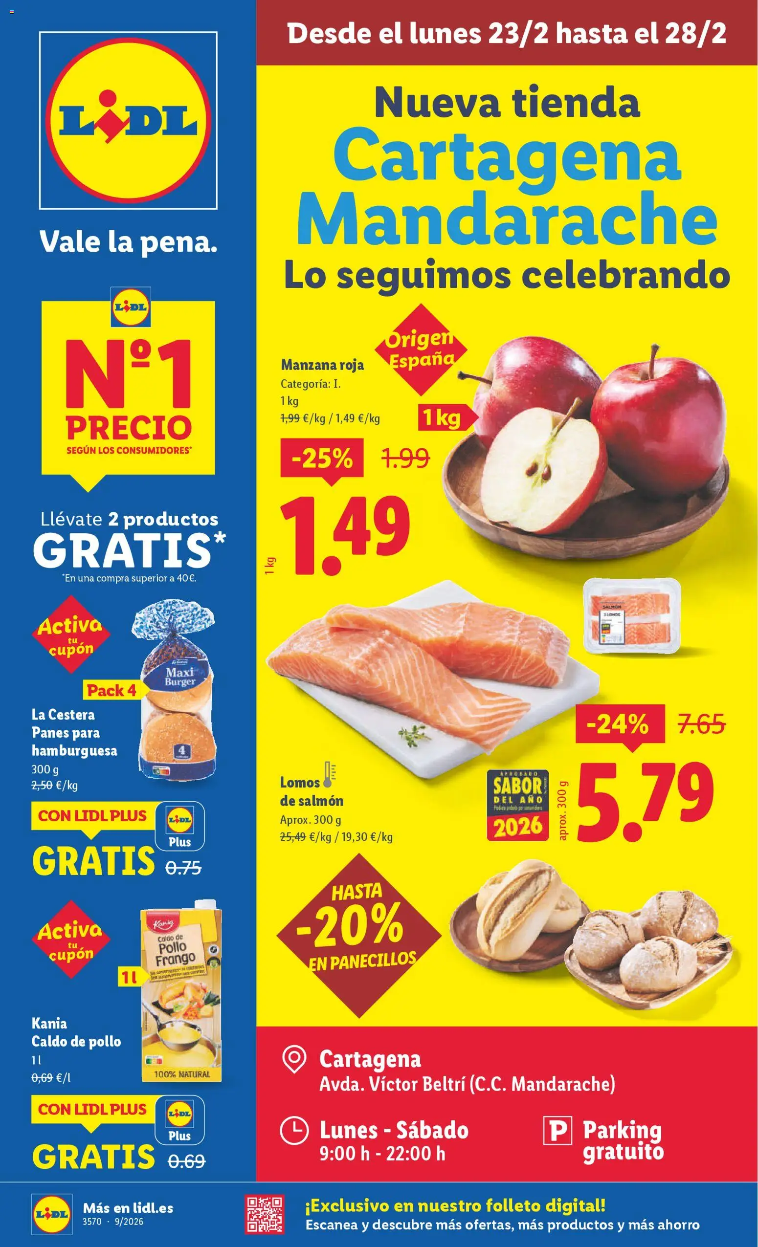 Lidl - Cartagena Mandarache │ válido desde el 23.02.2026 | Página: 1 | Productos: Manzana, Apple, Σοκολατούχο γάλα