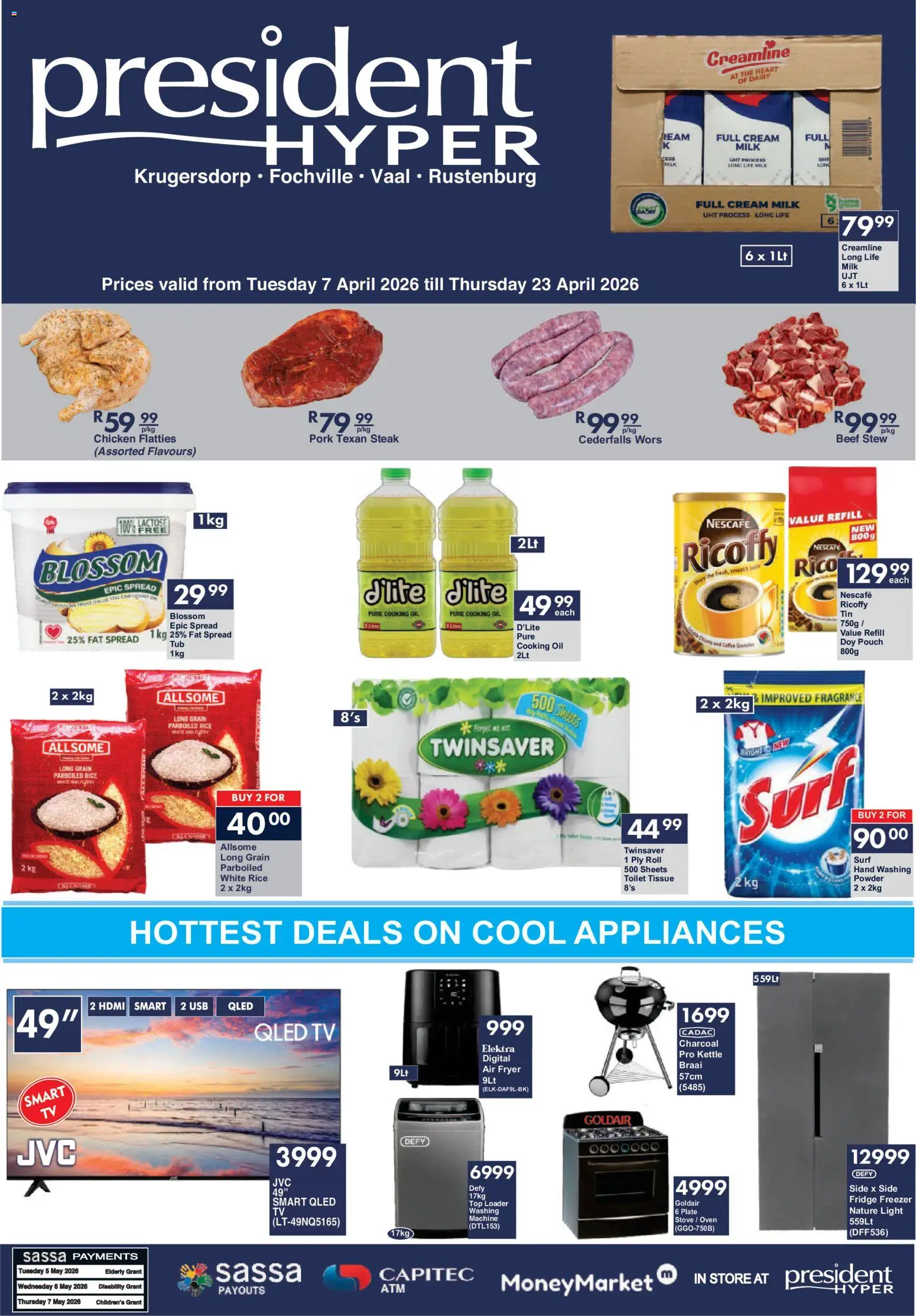 New President Hyper catalogue – valid from 07.04.2026 | Page: 1 | Products: Plate, Toilet, Fridge, Chicken