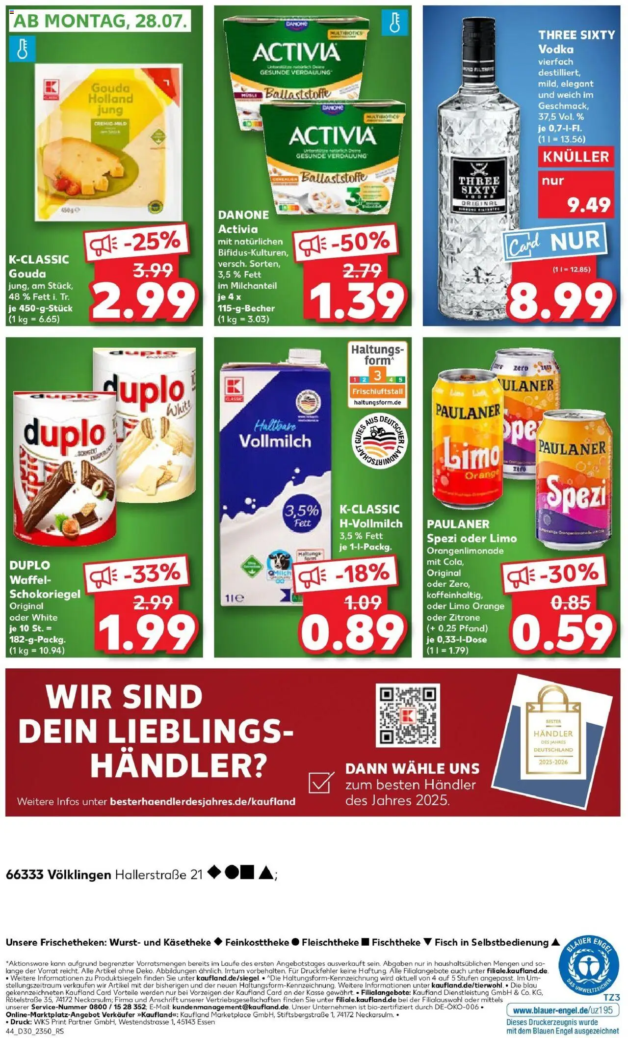 Kaufland prospekt Völklingen	 - gültig ab dem 24.07.2025 | Seite: 44 | Produkte: Paulaner spezi, Fisch, Vodka, Paulaner