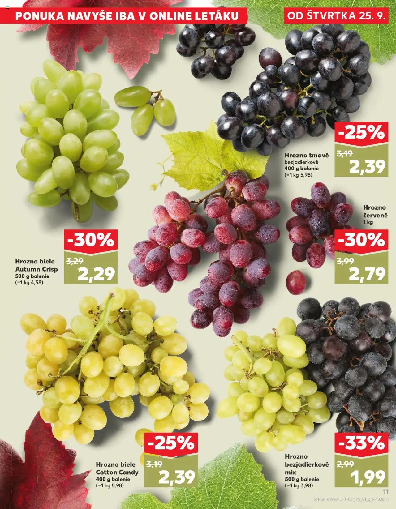 Nové Kaufland akcie – leták je platný od 25.09.2025 | Strana: 11 | Produkty: Hrozno