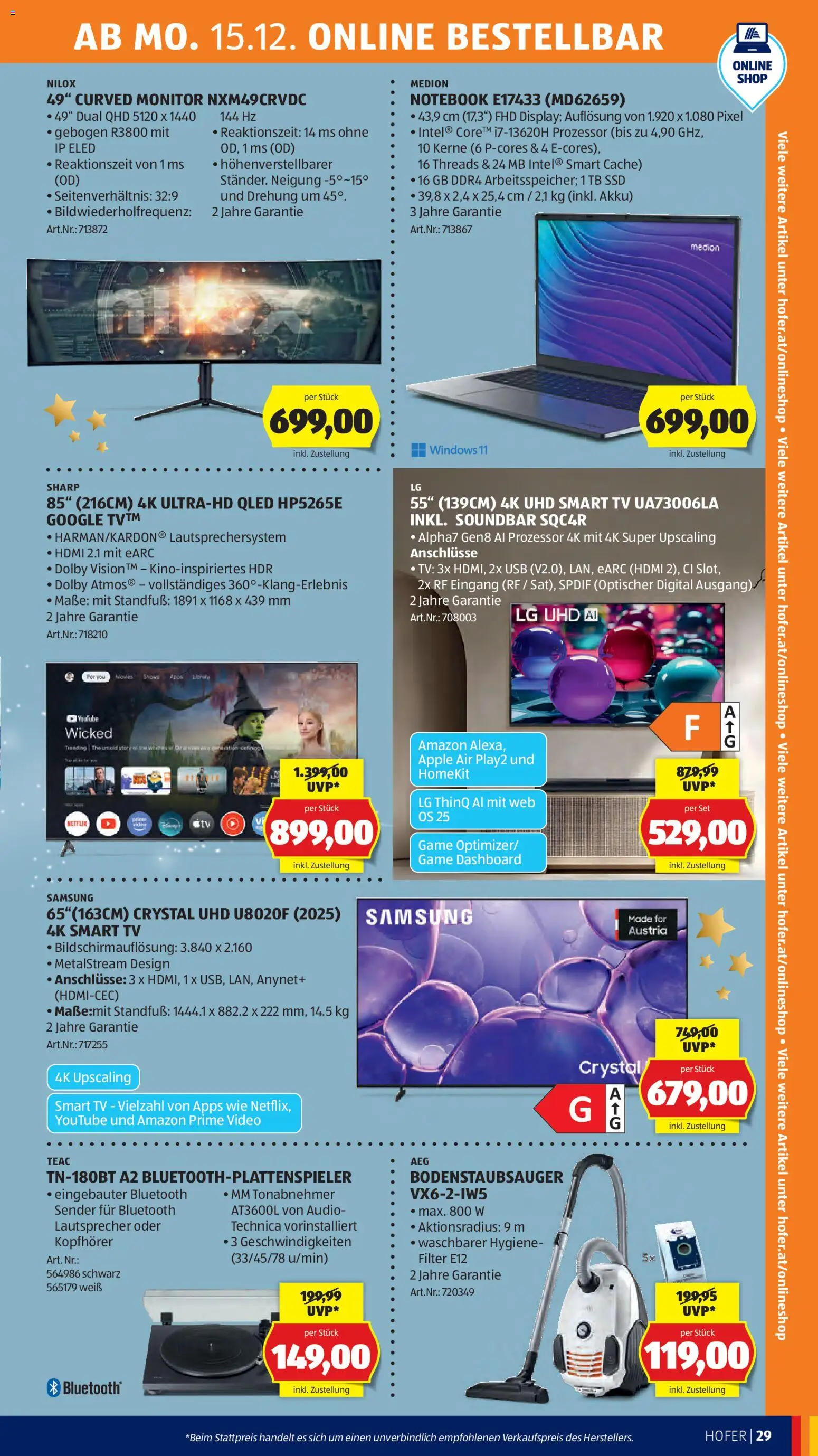 Hofer Flugblatt gültig ab 12.12.2025 | Seite: 41 | Produkte: Lautsprecher, USB, Apple, Samsung