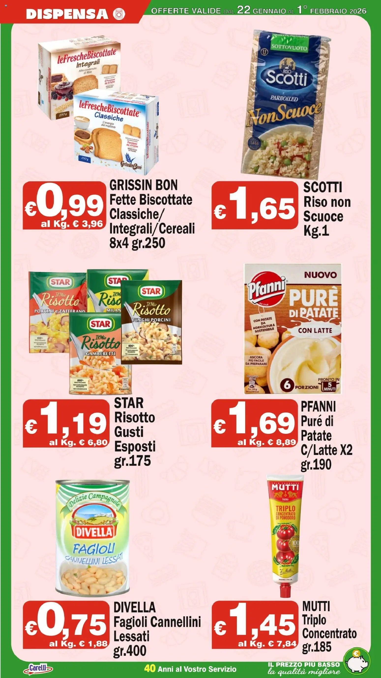 Volantino Primo Prezzo del 22.01.2026 | Pagina: 6 | Prodotti: Patate, Latte, Mutti, Gamberetti