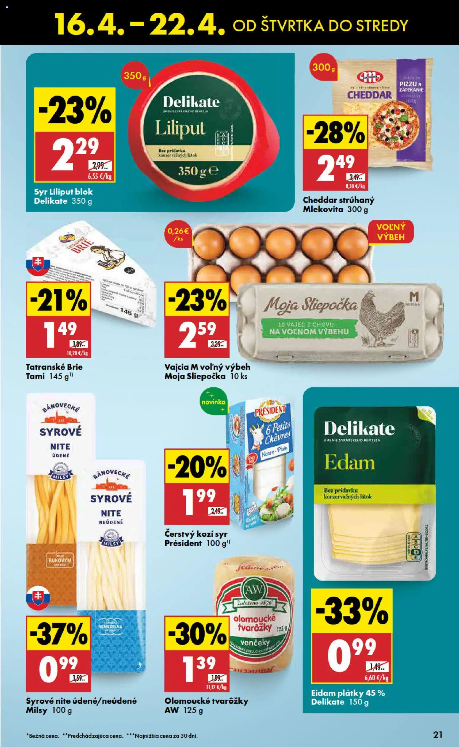 Nové Biedronka akcie – leták je platný od 16.04.2026 | Strana: 21 | Produkty: Syr, Vajcia, Eidam