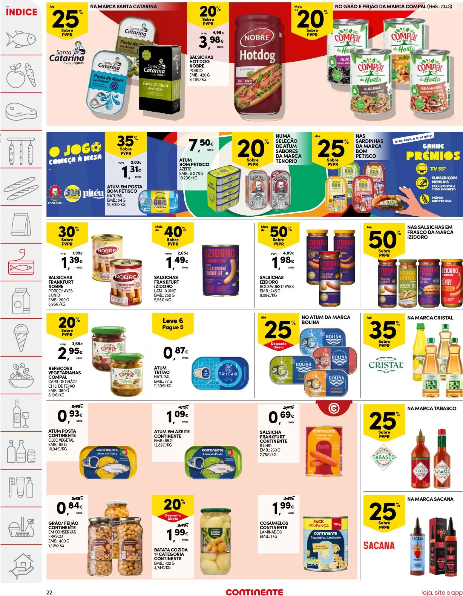 Continente folheto │ válido de 21.04.2026 | Página: 22 | Produtos: Batata, Atum, Salsicha, Mesa