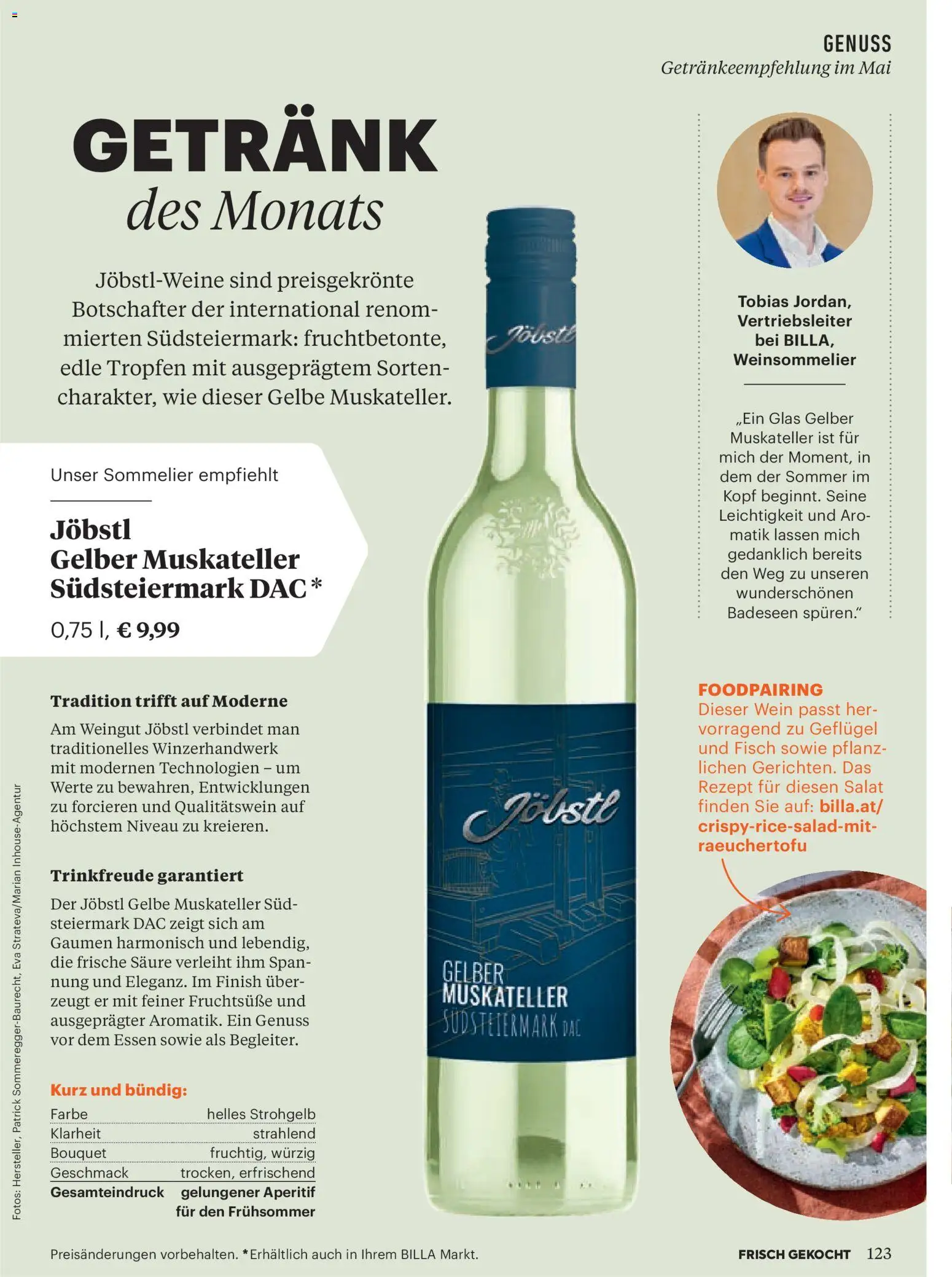 Billa Frisch Gekocht gültig ab 01.05.2026 | Seite: 123 | Produkte: Salat, Wein, Fisch