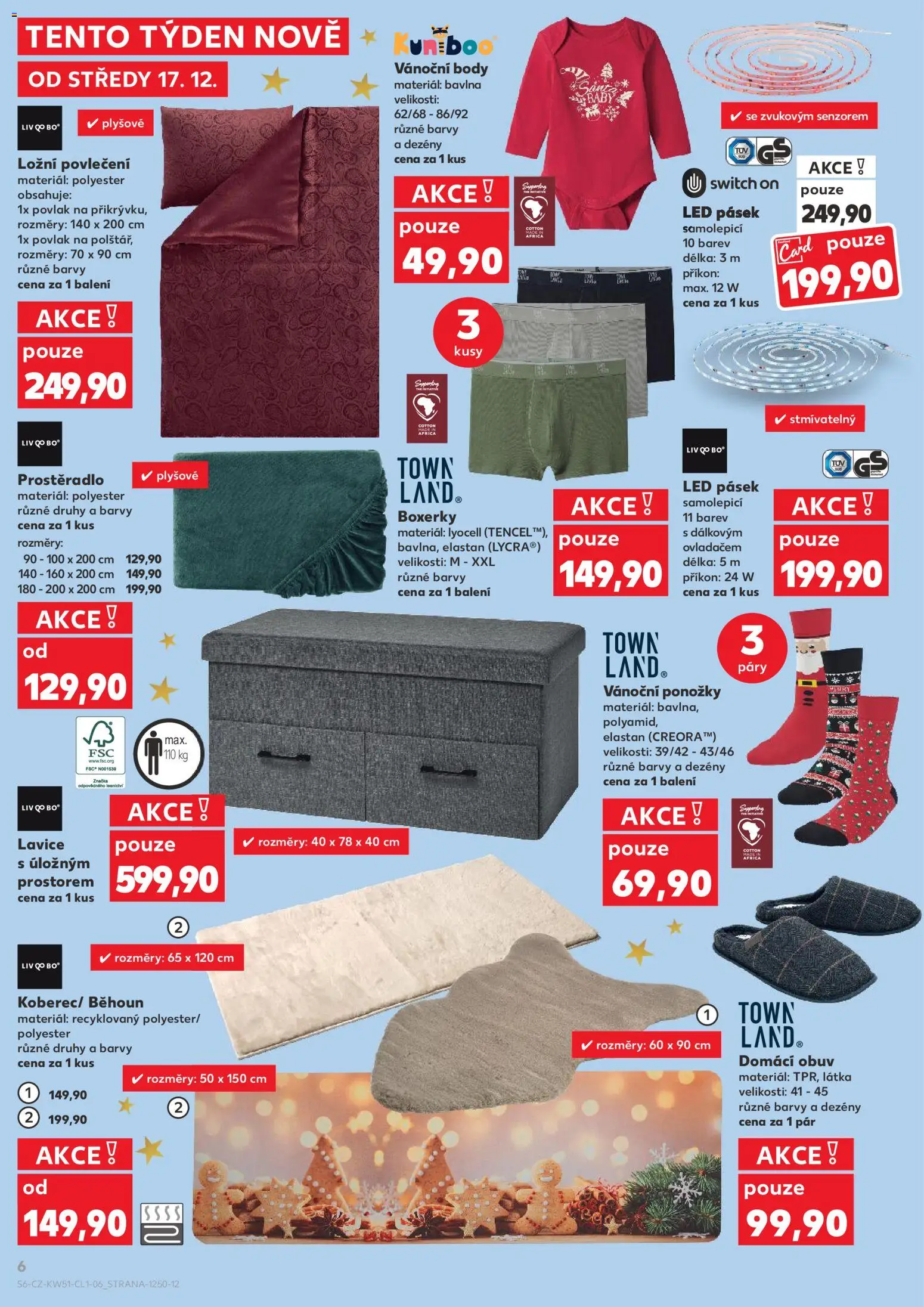 Kaufland leták - Praha 8 od 17.12.2025 | Strana: 6 | Produkty: Ponožky, Povlečení, Ložní povlečení, LED