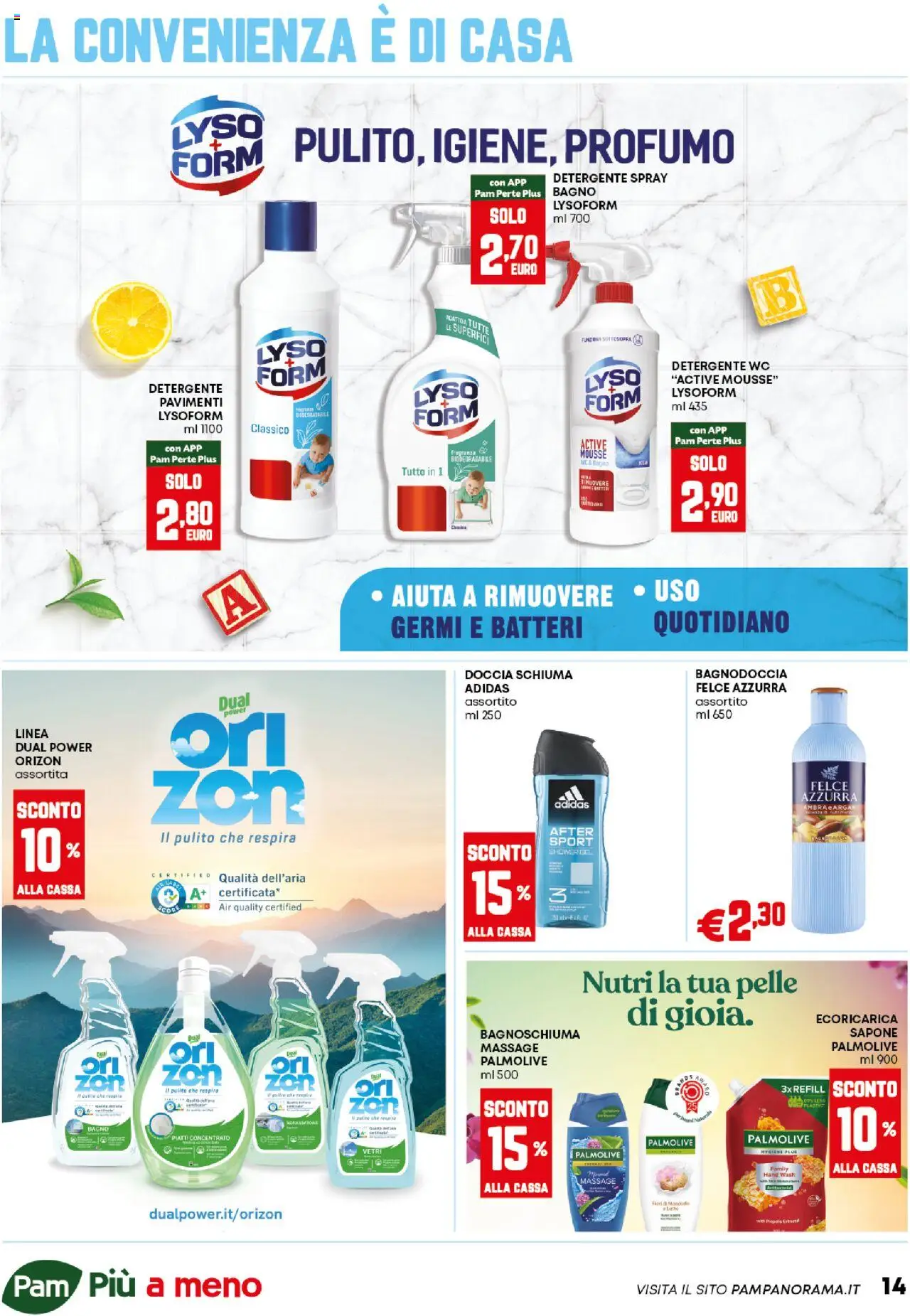 Volantino PAM del 21.08.2025 | Pagina: 14 | Prodotti: Bagnoschiuma, Sgrassatore, Profumo, Fragranza