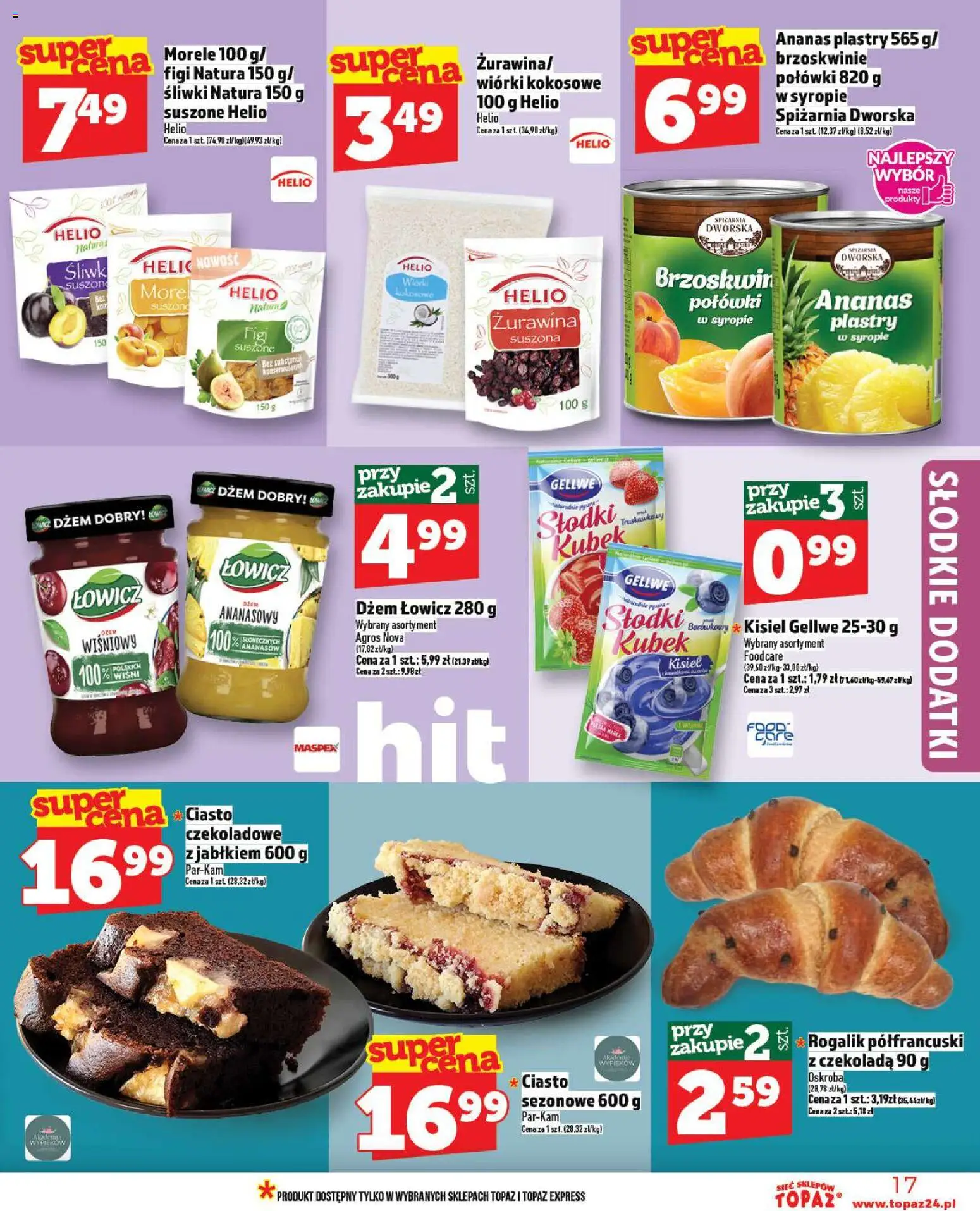 Topaz Gazetka od 20.11.2025 | Strona: 17 | Produkty: Ciasto, Śliwki, Ananas, Brzoskwinie