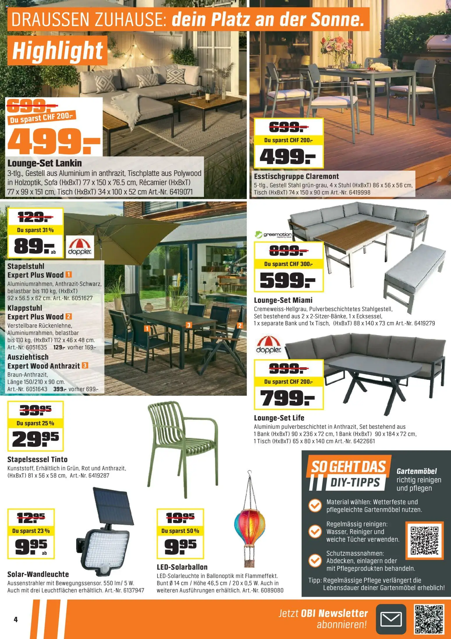 OBI - ALLES MACHBAR MIT OBI – gültig ab 17.03.2026 | Seite: 4 | Produkte: Tisch, Sofa, Stuhl, Gartenmöbel