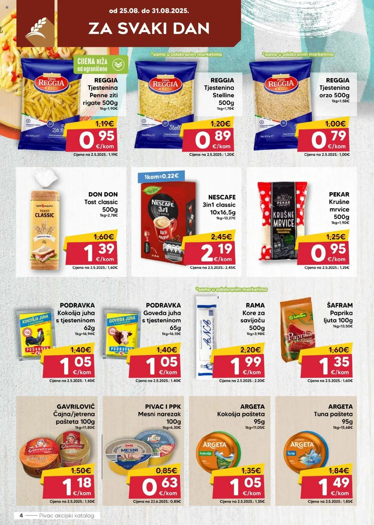 Pivac katalog | vrijedi od 25.08.2025 | Stranica: 4 | Proizvodi: Krušne mrvice, Toast, Narezak, Tuna