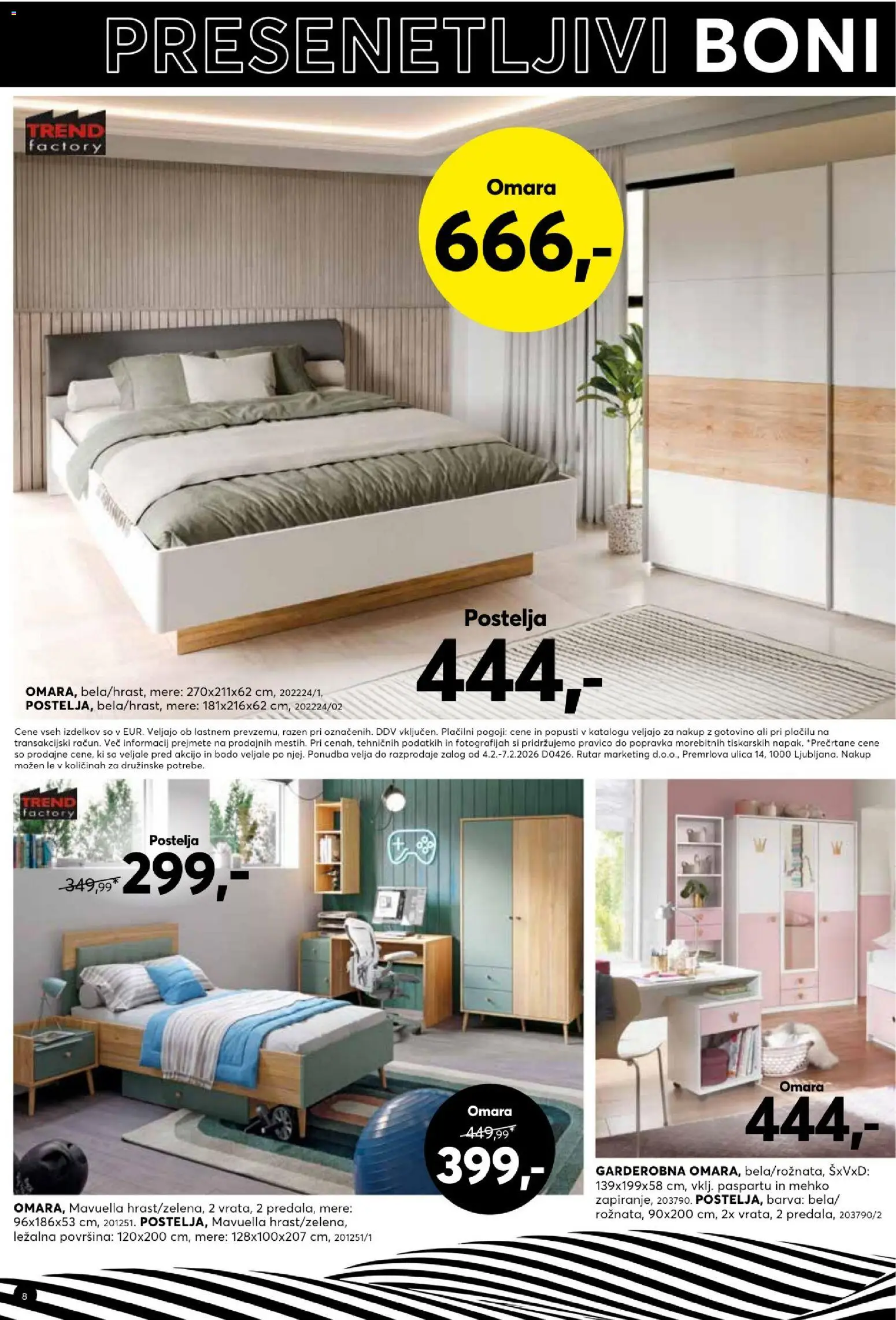 Novi Dipo katalog ponudbe – veljaven od 04.02.2026 | Stran: 8 | Izdelki: Postelja, Omara, Barva