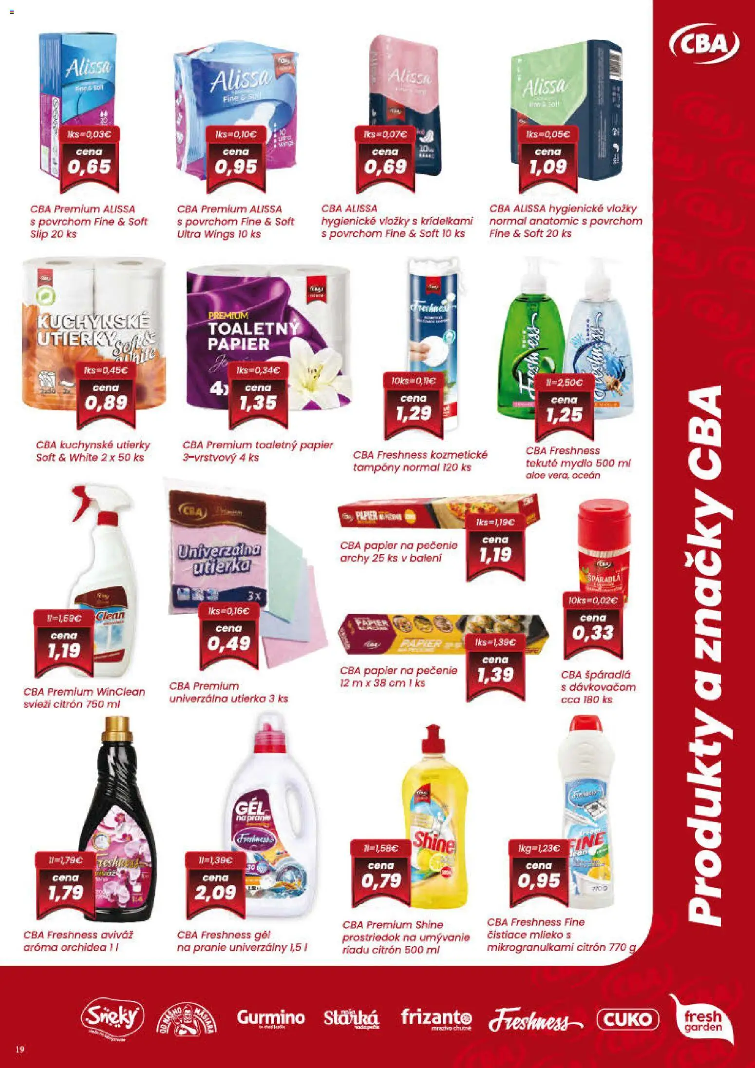 Nové CBA Verex akcie – leták je platný od 01.12.2025 | Strana: 19 | Produkty: Mlieko, Toaletný papier, Prostriedok na umývanie riadu, Orchidea