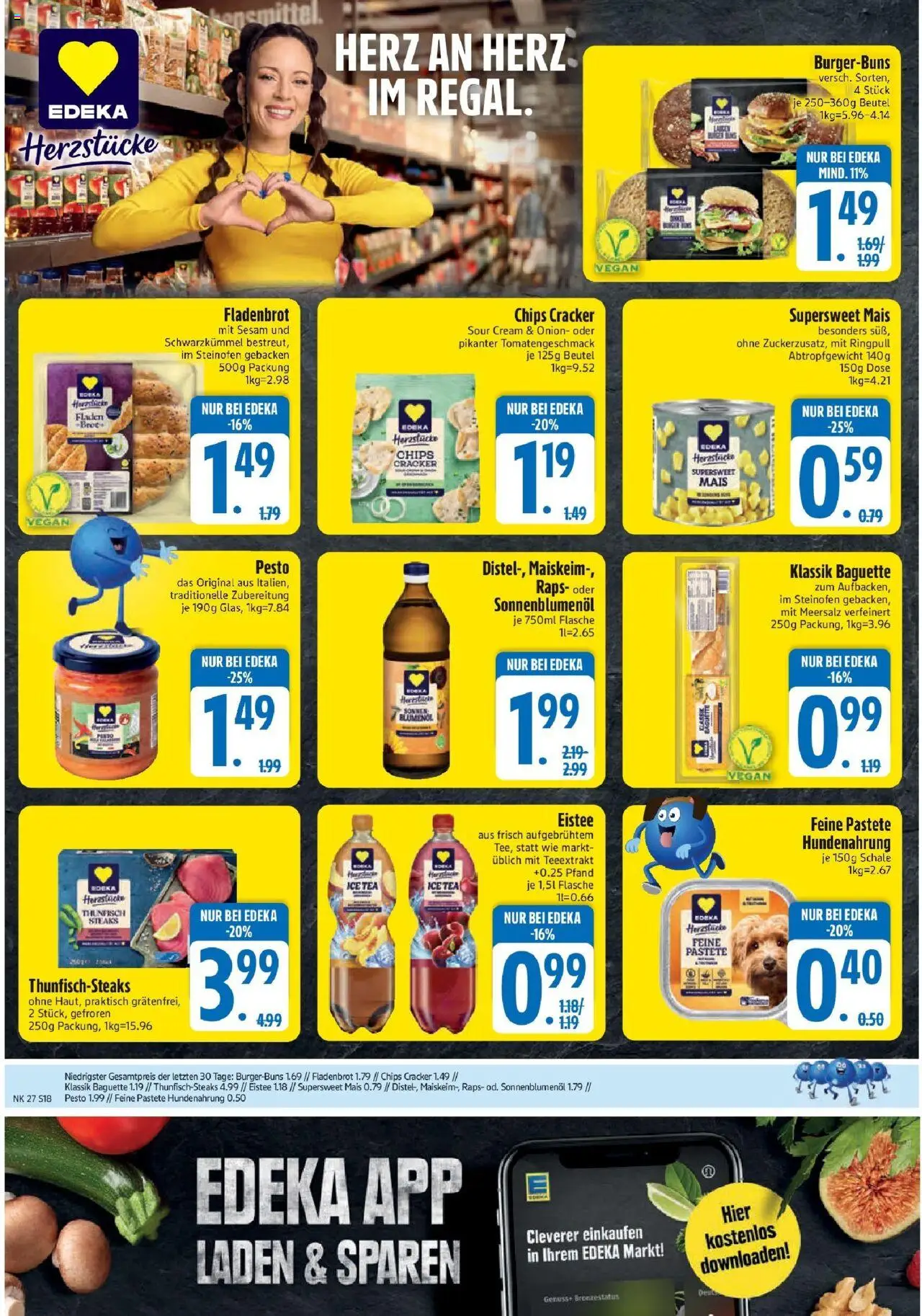 Edeka prospekt Murnau	 - gültig ab dem 29.06.2025 | Seite: 18 | Produkte: Thunfisch, Sonnenblumenol, Baguette, Steak