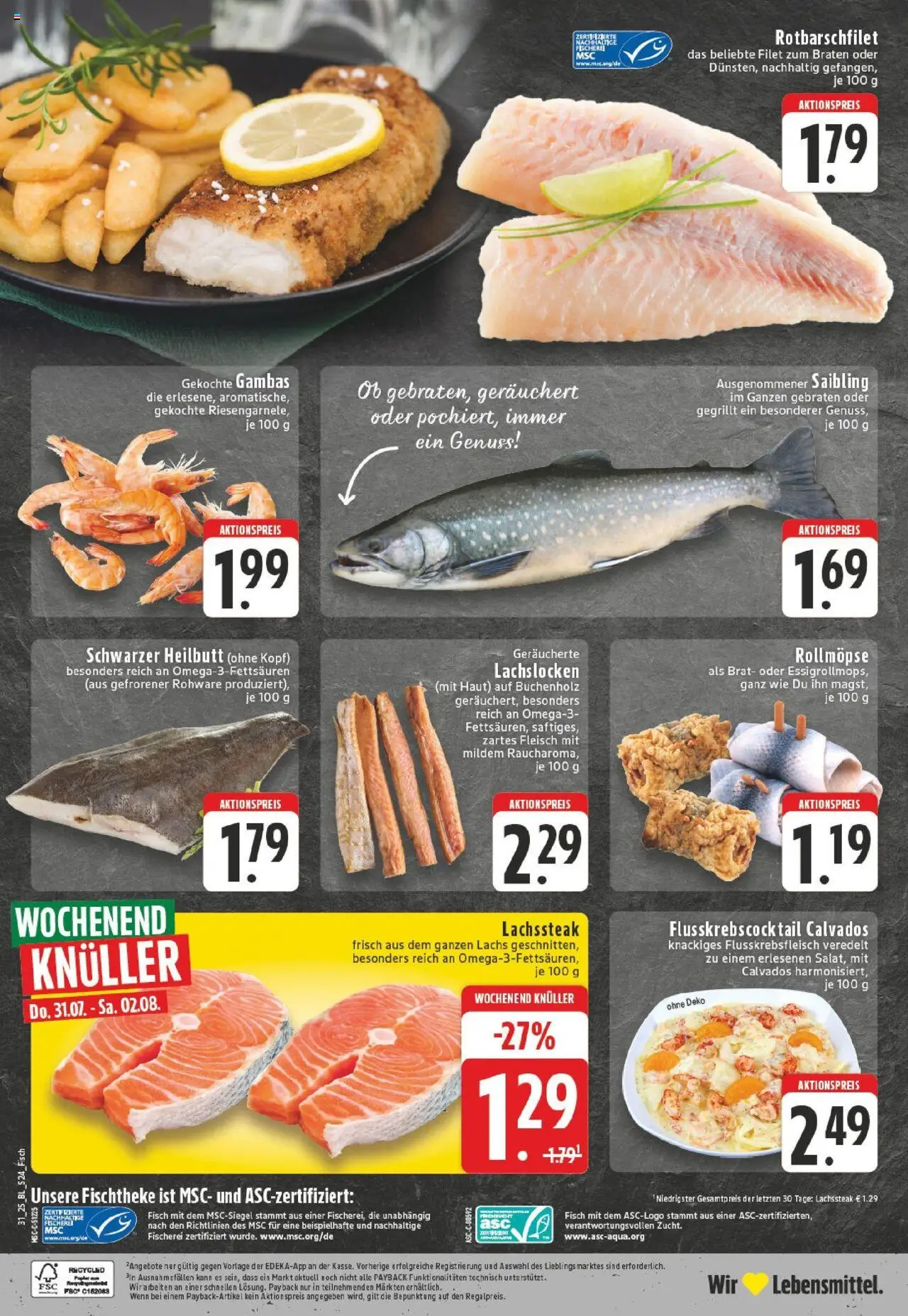 Edeka prospekt Münster - Nienberge	 - gültig ab dem 27.07.2025 | Seite: 24 | Produkte: Fisch, Lachs, Steak, Fleisch