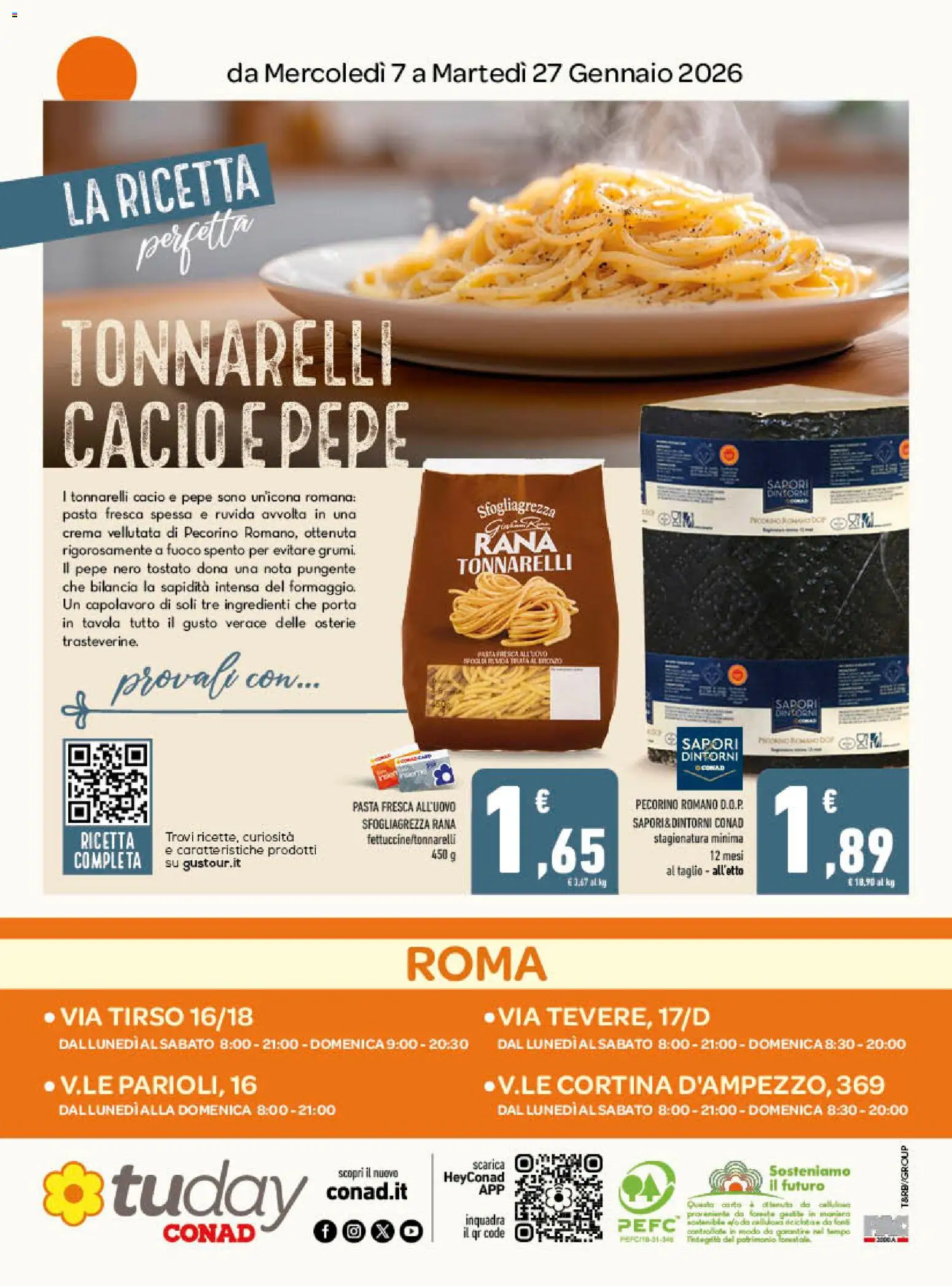 Volantino Conad del 07.01.2026 | Pagina: 16 | Prodotti: Pasta, Bilancia, Pecorino Romano, Pecorino