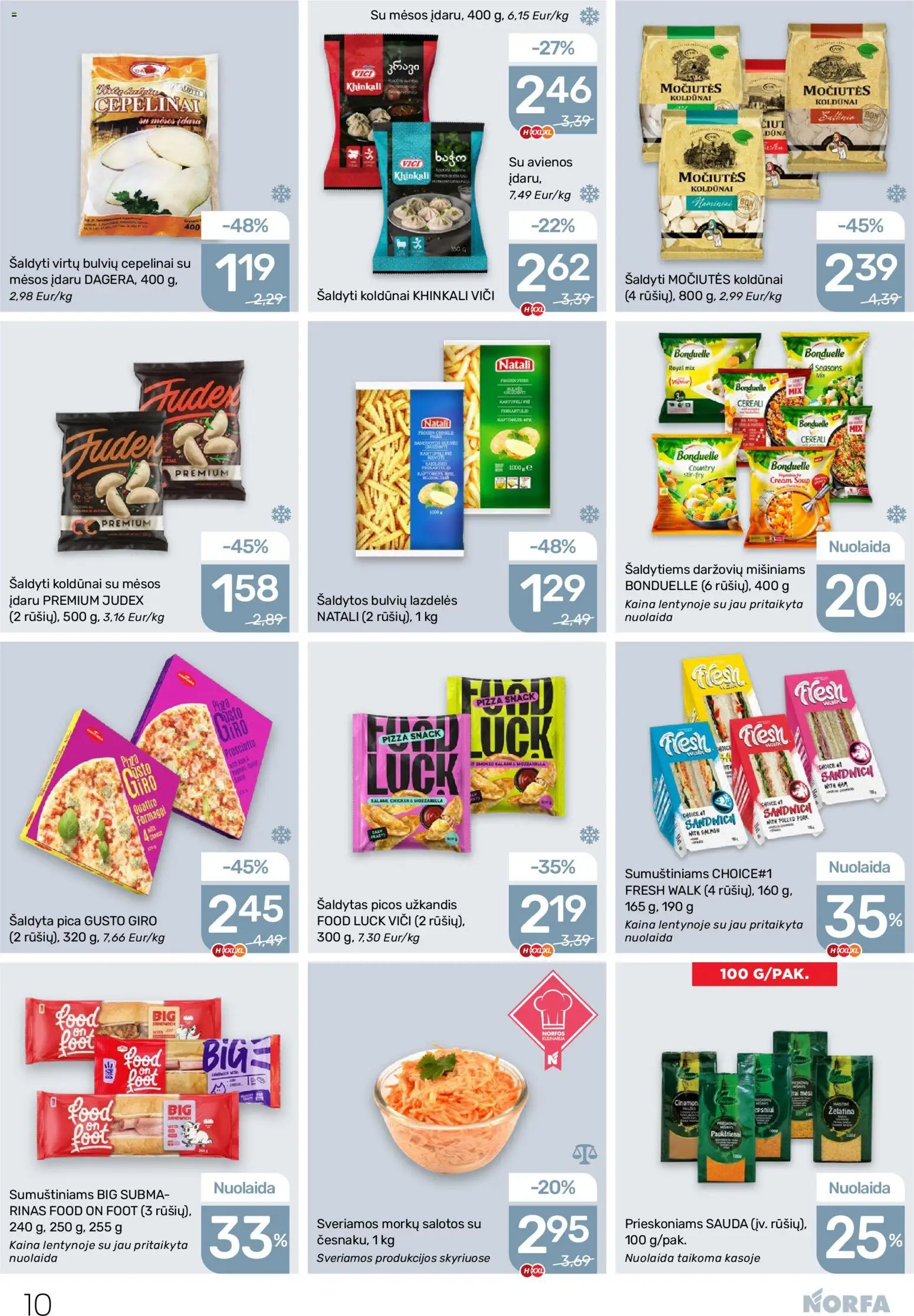 NORFA akcijos nuo 19.03.2026 | Puslapis: 10 | Prekių: Salotos, Pica