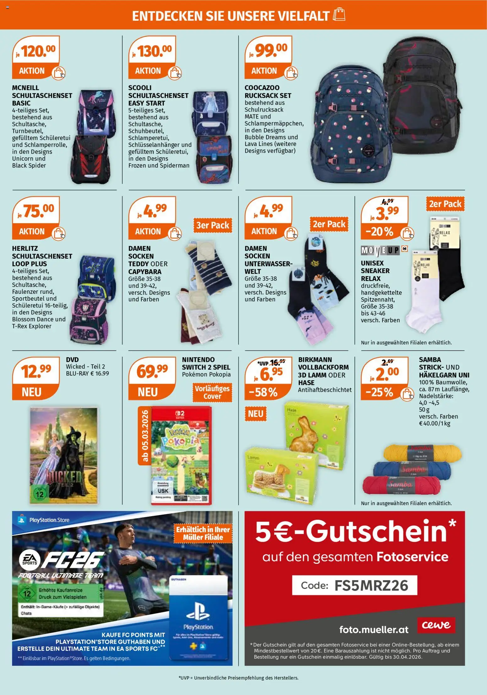 Müller Flugblatt gültig ab 02.03.2026 | Seite: 18 | Produkte: Socken, Rucksack, Playstation, Spiel