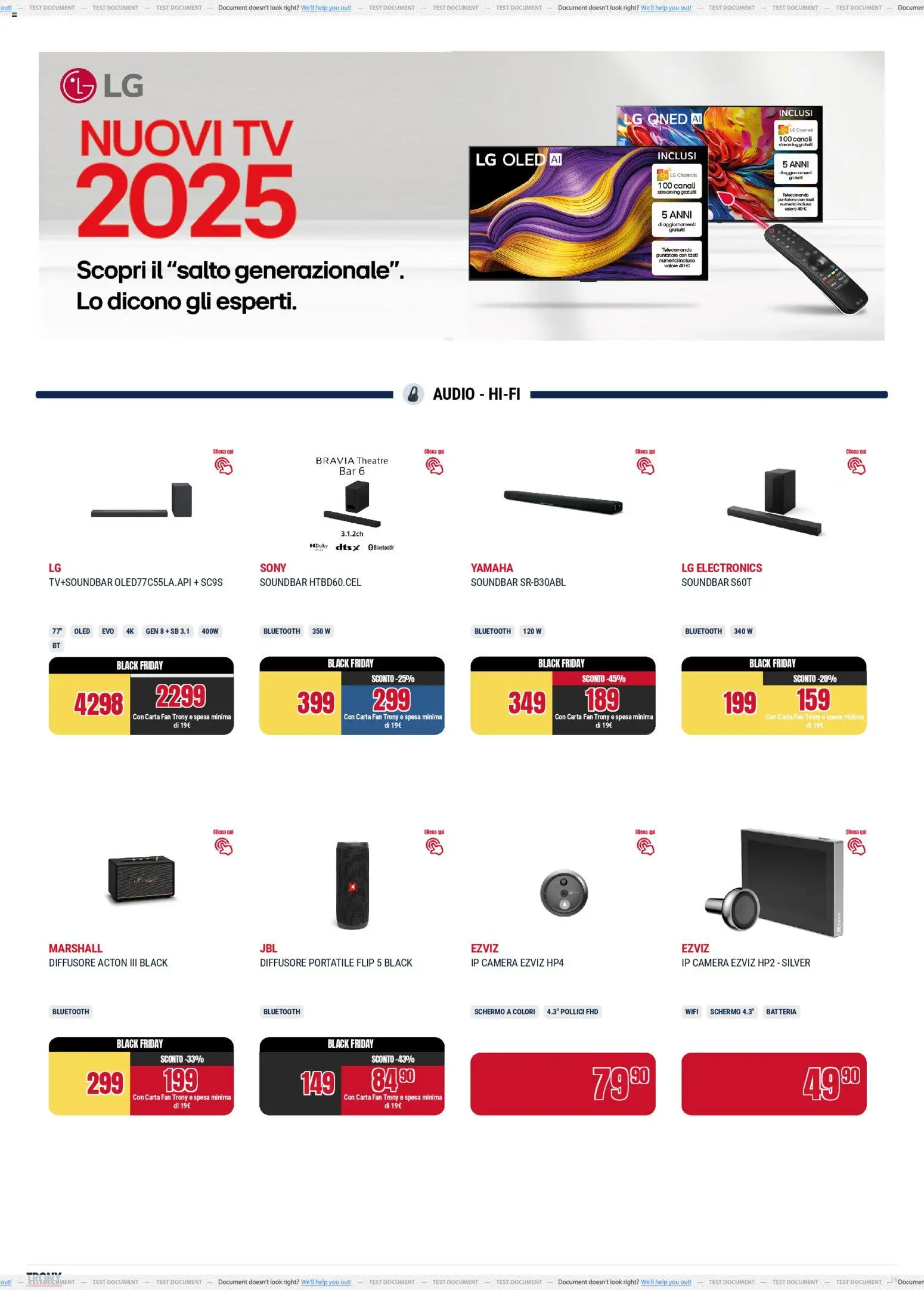 Volantino Trony del 24.11.2025 | Pagina: 16 | Prodotti: Schermo, Telecomando, Fan, Batteria