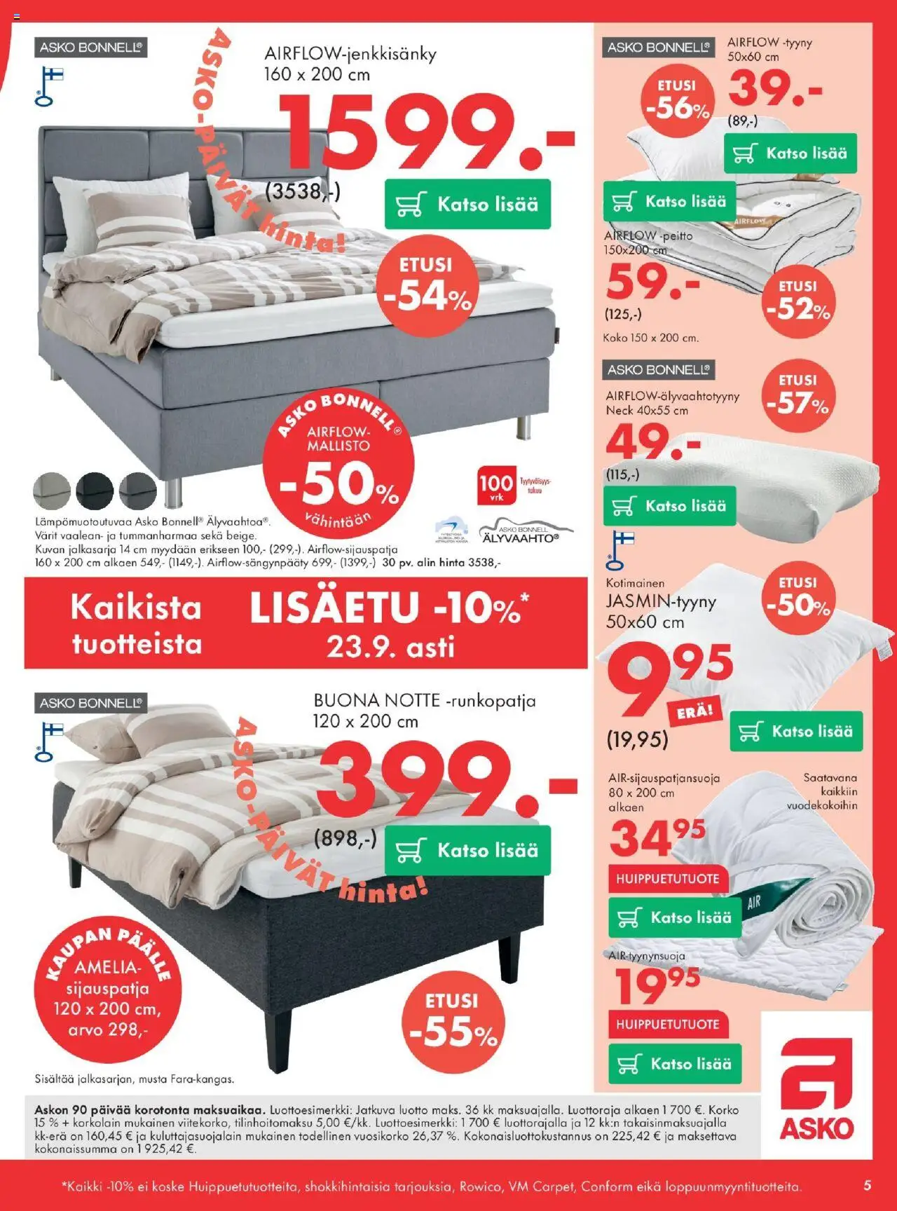 Asko tarjoukset – voimassa 19.09.2025 alkaen | Sivu: 5 | Tuotteet: Runkopatja, Tyyny, Peitto