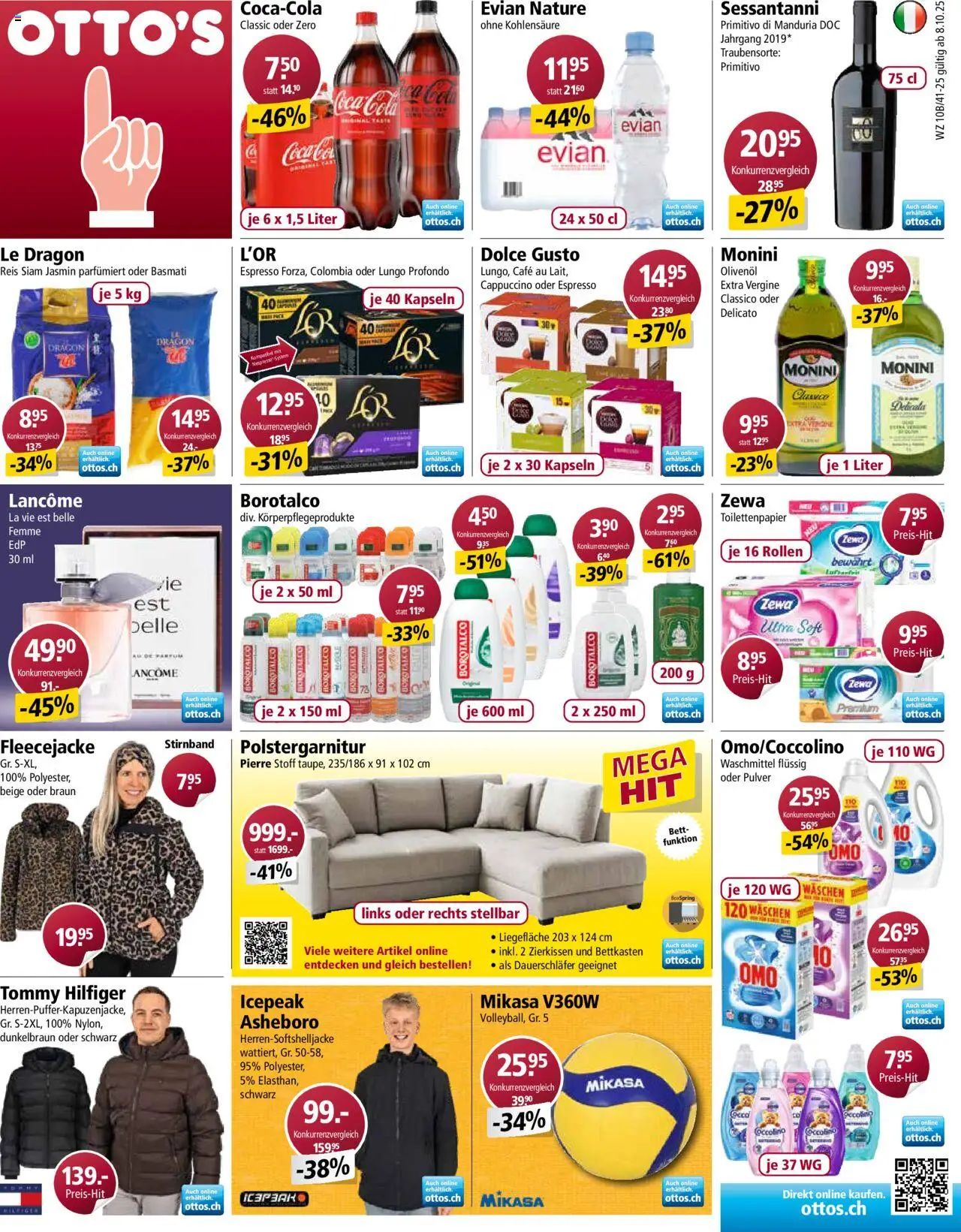 Otto's Aktionen – gültig ab 08.10.2025 | Seite: 1 | Produkte: Coca Cola, Pulver, Reis, Toilettenpapier